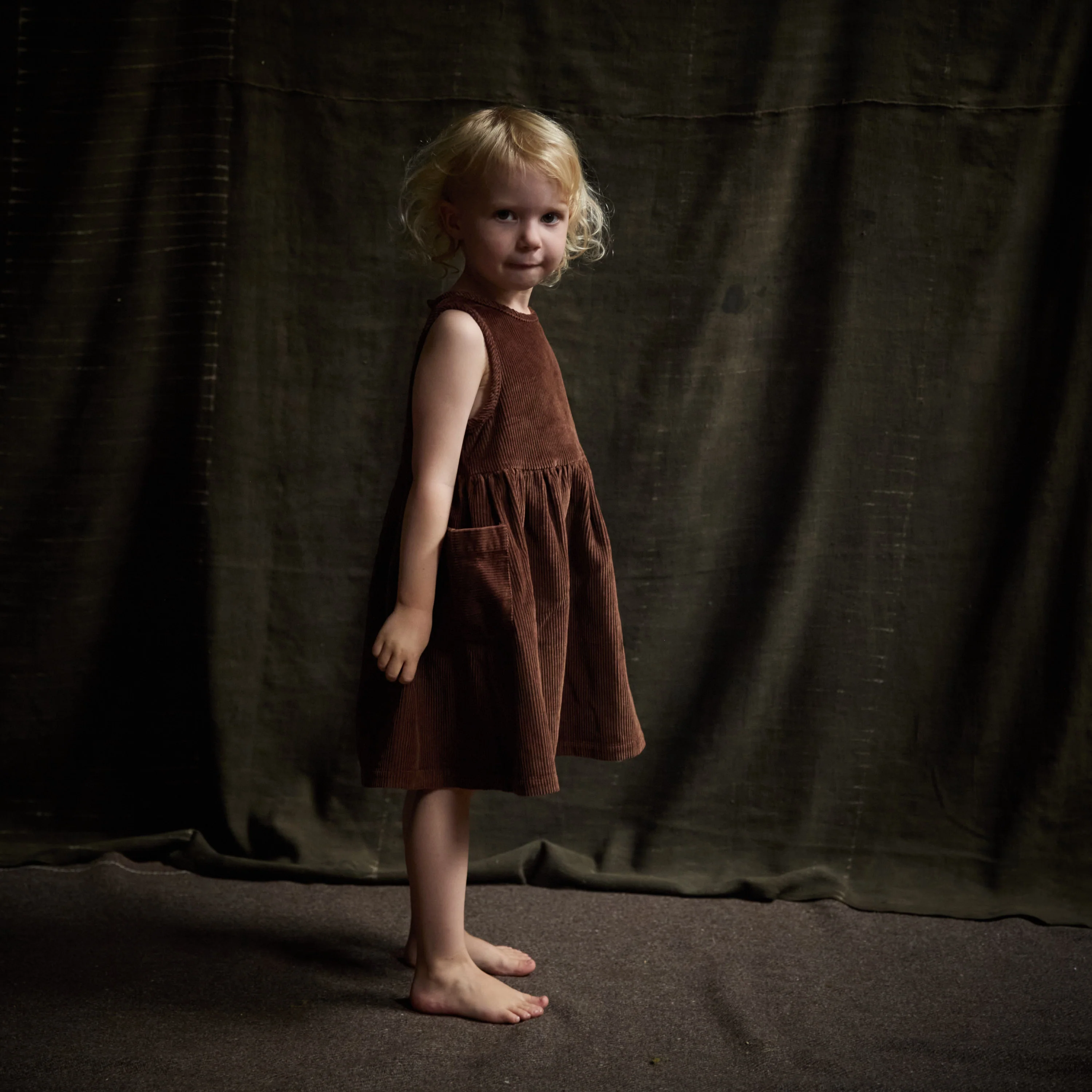 Aspen Baby & Kids Dress - Cotton Corduroy - Squirrel - Image 4