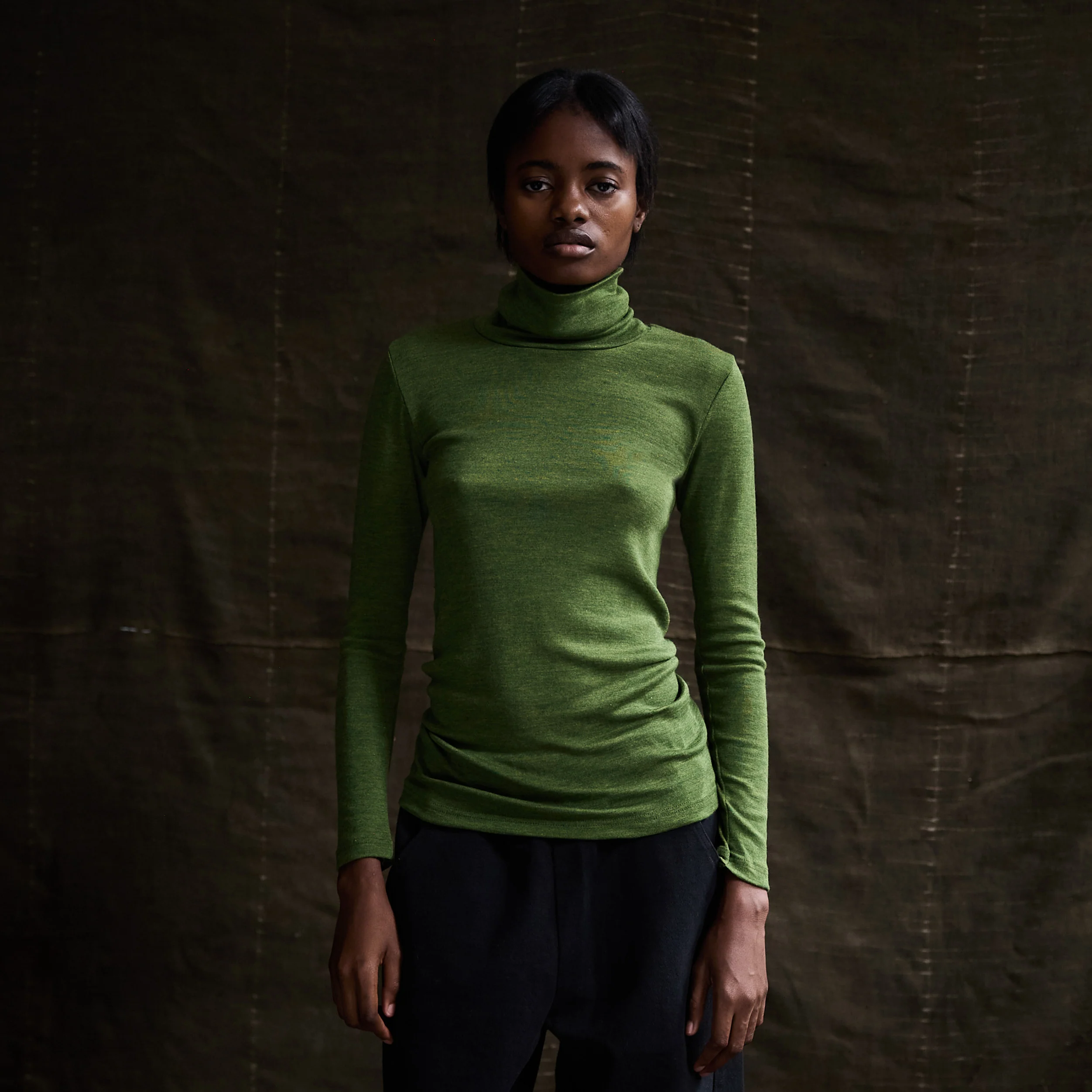 Auk Women’s Top - Merino Wool & Silk - Forest - Image 2