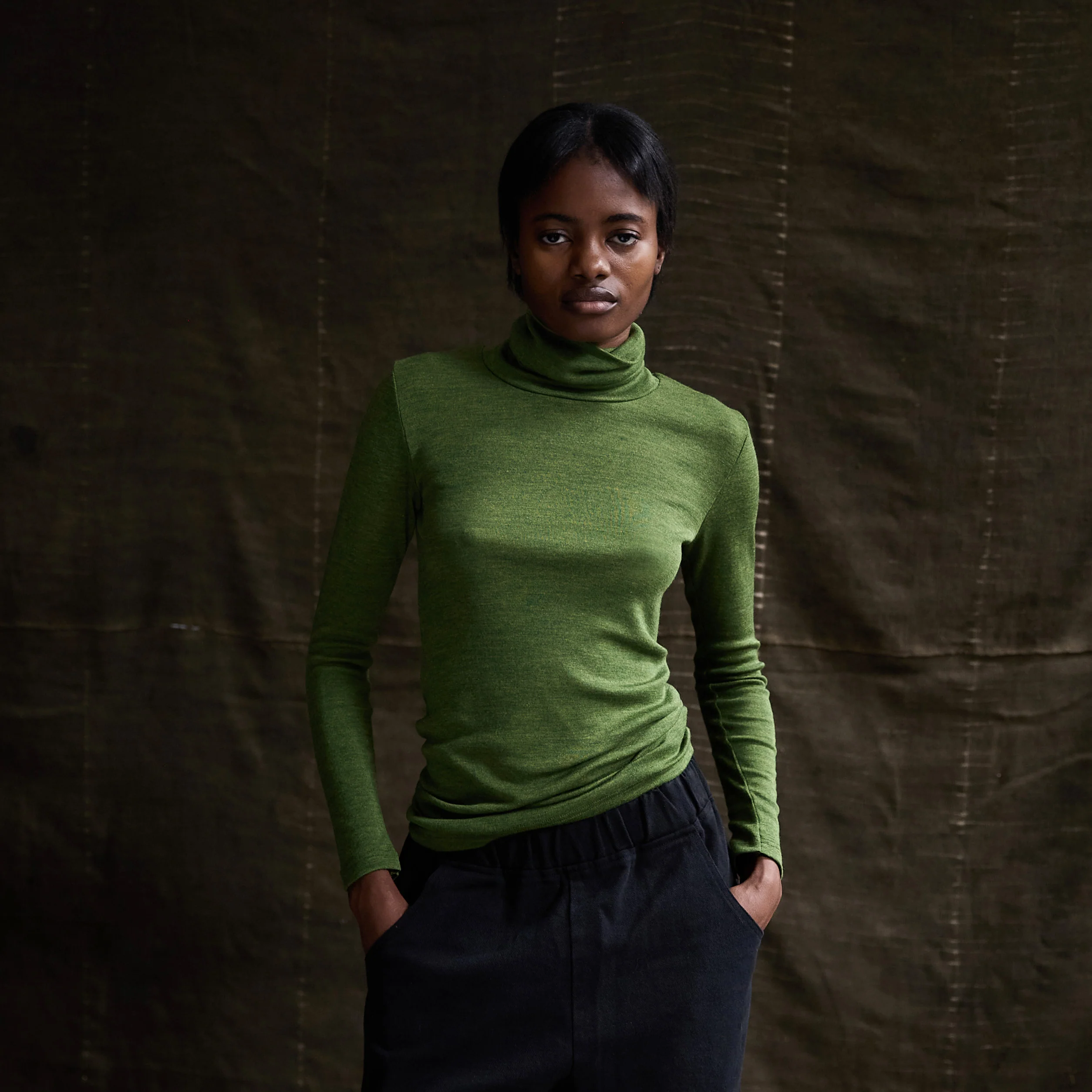 Auk Women’s Top - Merino Wool & Silk - Forest - Image 4