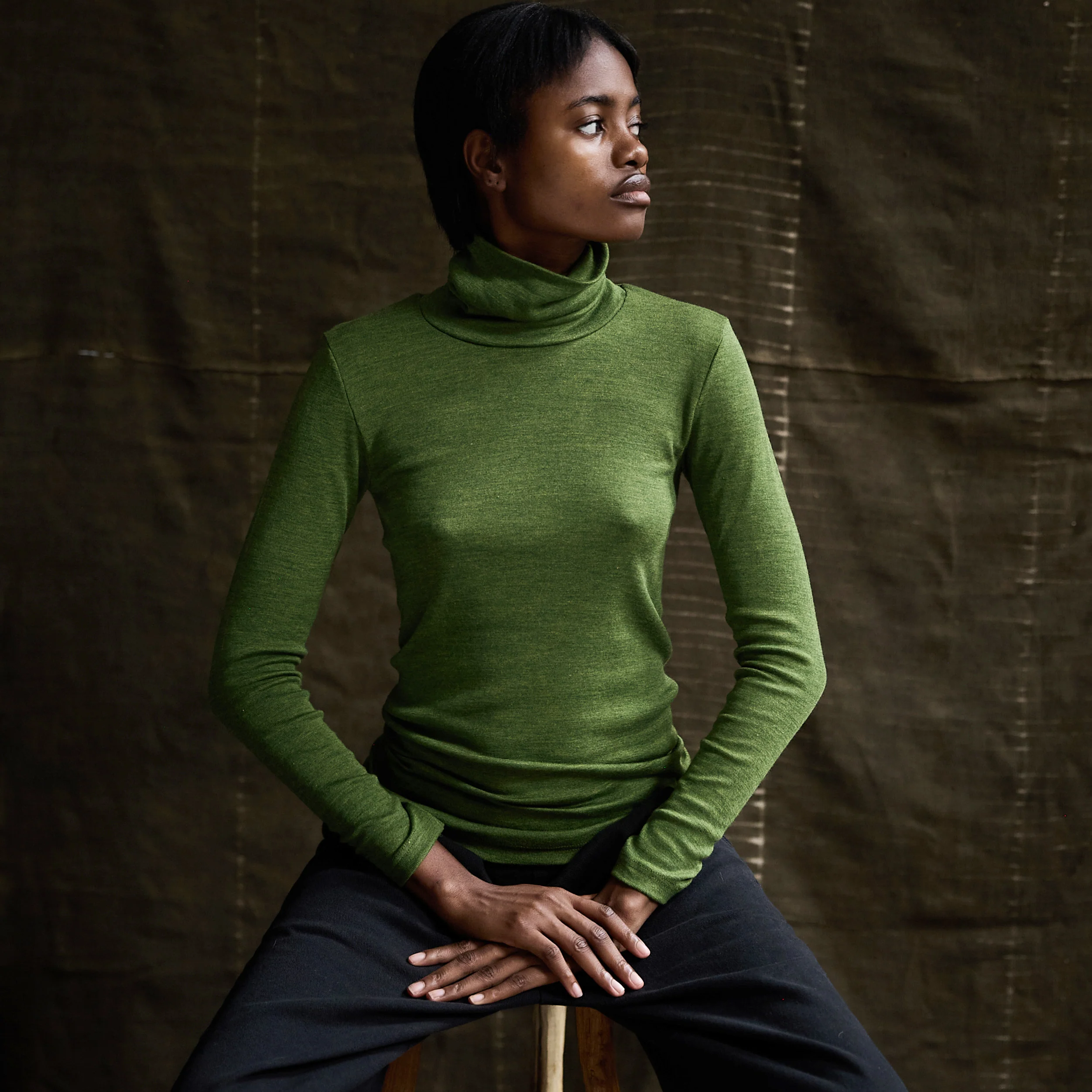 Auk Women’s Top - Merino Wool & Silk - Forest - Image 5