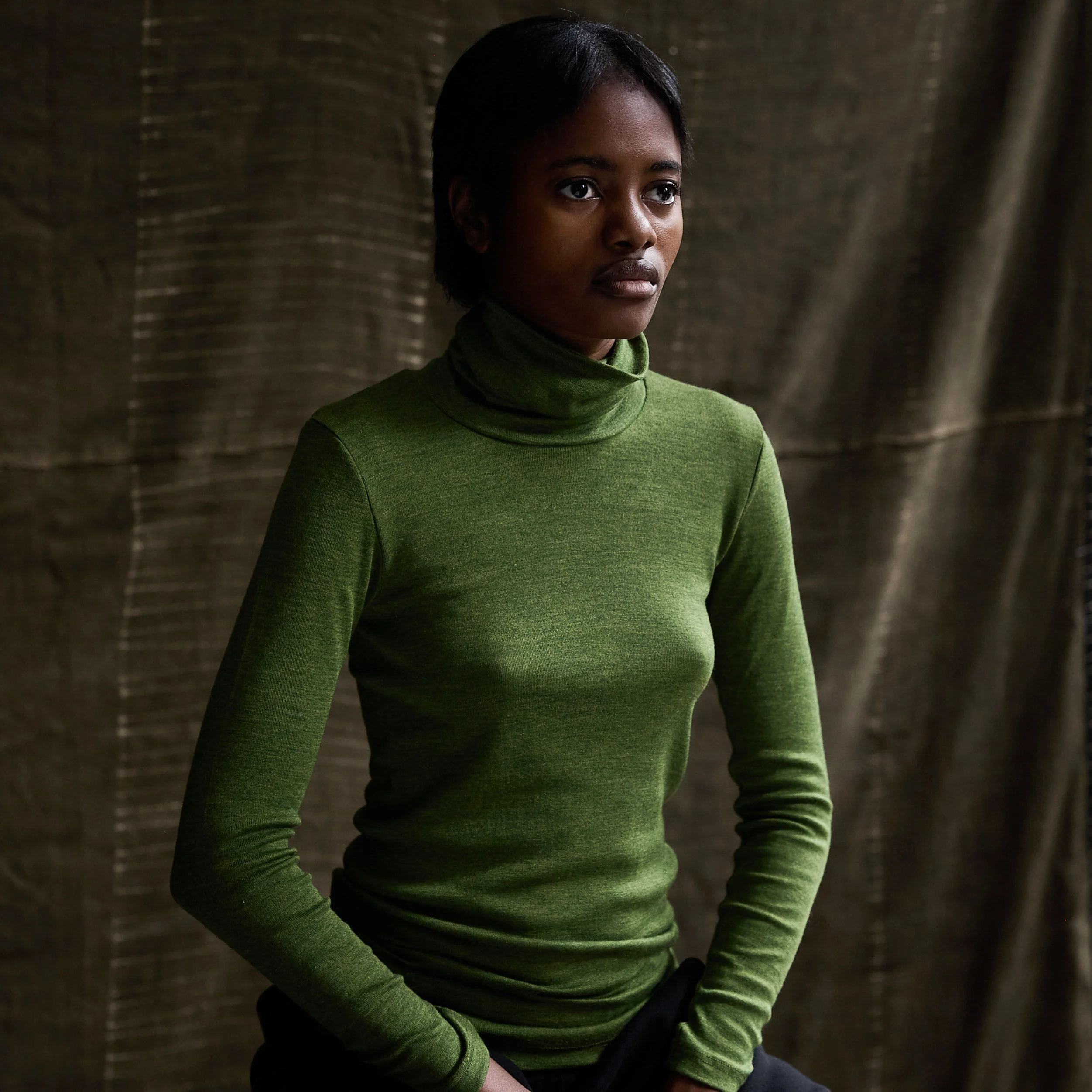 Auk Women’s Top - Merino Wool & Silk - Forest - Image 6