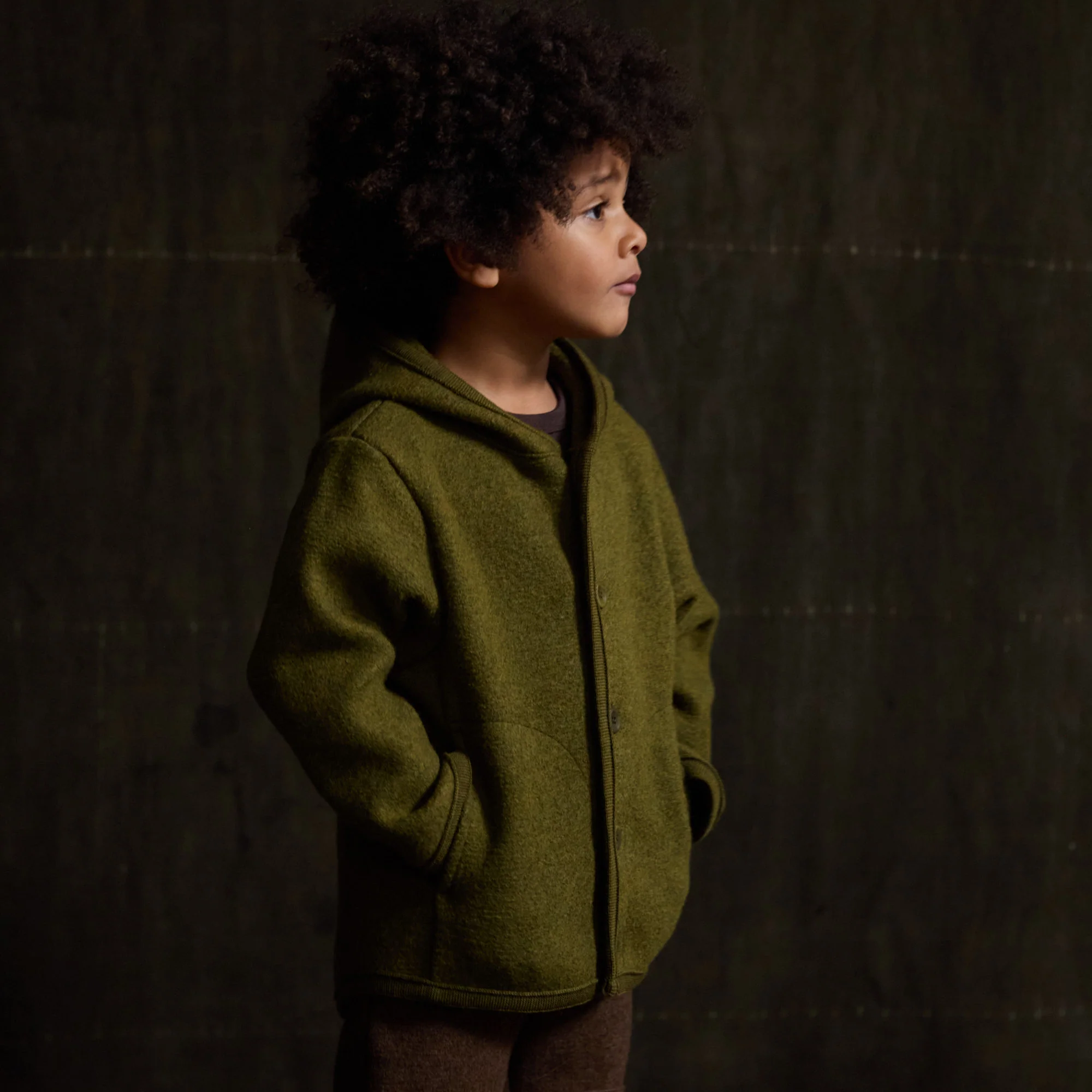 Bramble Baby & Kids Jacket - Boiled Merino Wool - Seaweed
