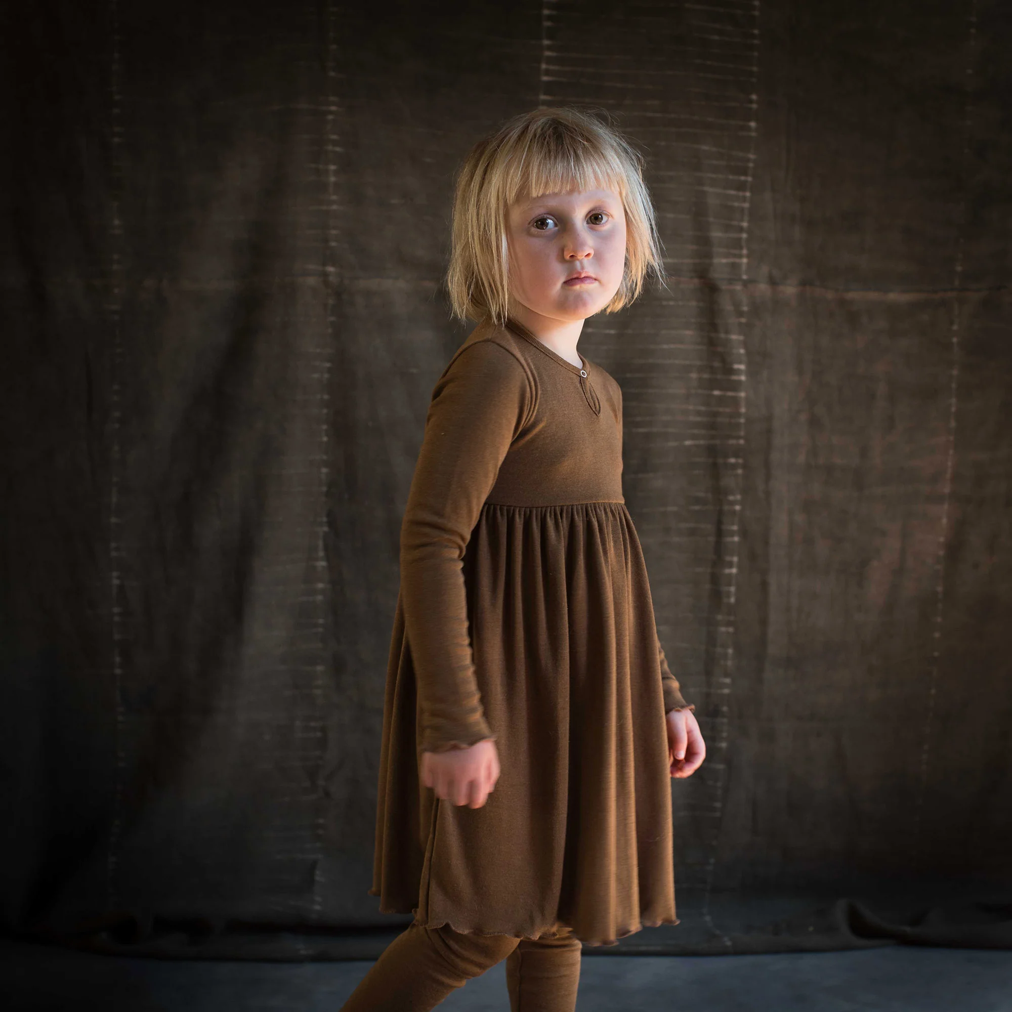Ibis Baby & Kids Dress - Merino Wool & Silk - Almond - Image 3