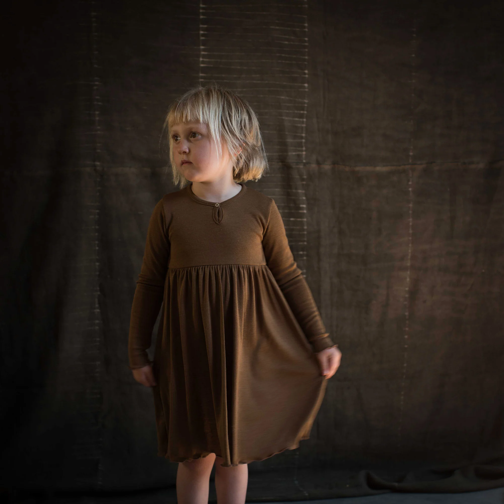 Ibis Baby & Kids Dress - Merino Wool & Silk - Almond - Image 5