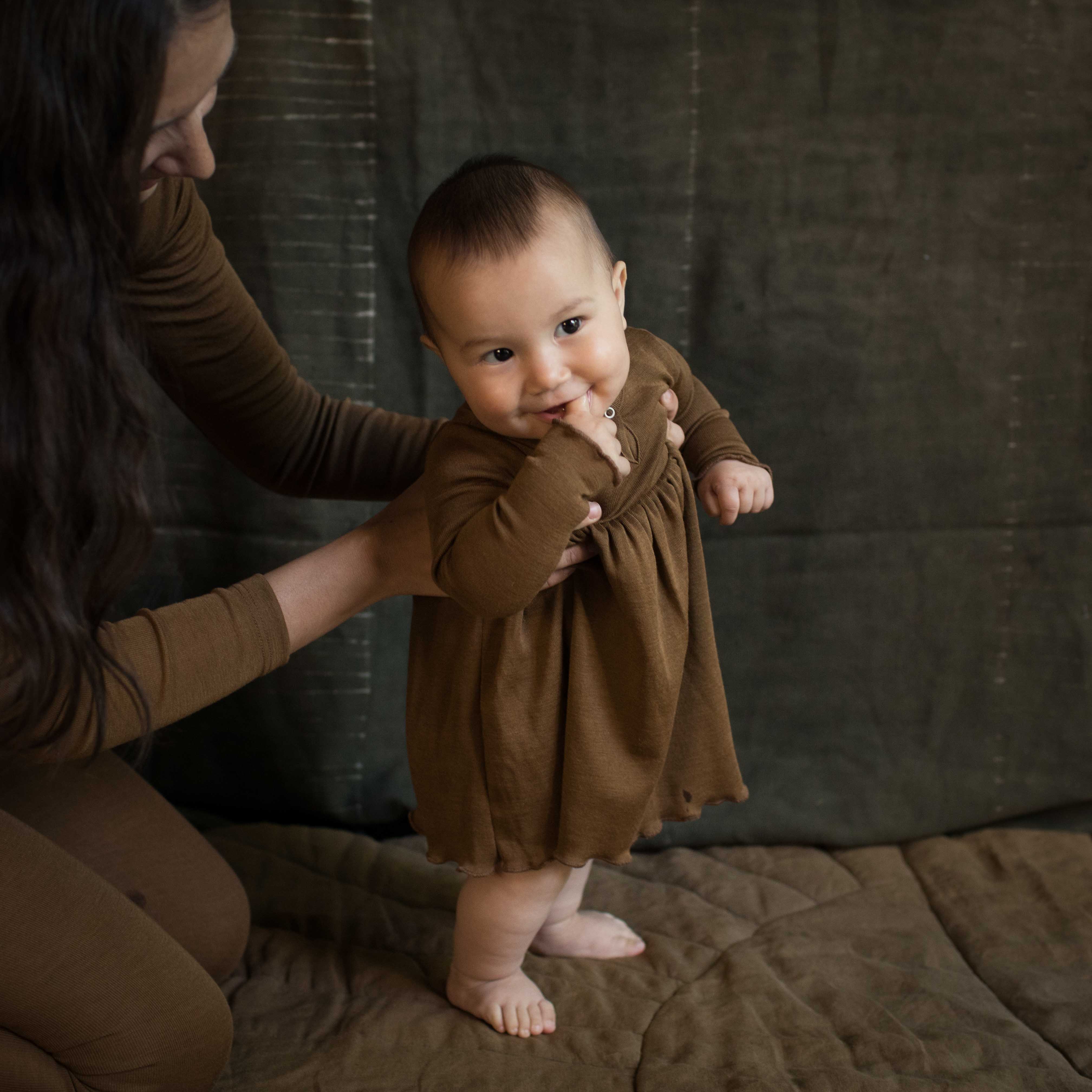 Ibis Baby & Kids Dress - Merino Wool & Silk - Almond - Image 6