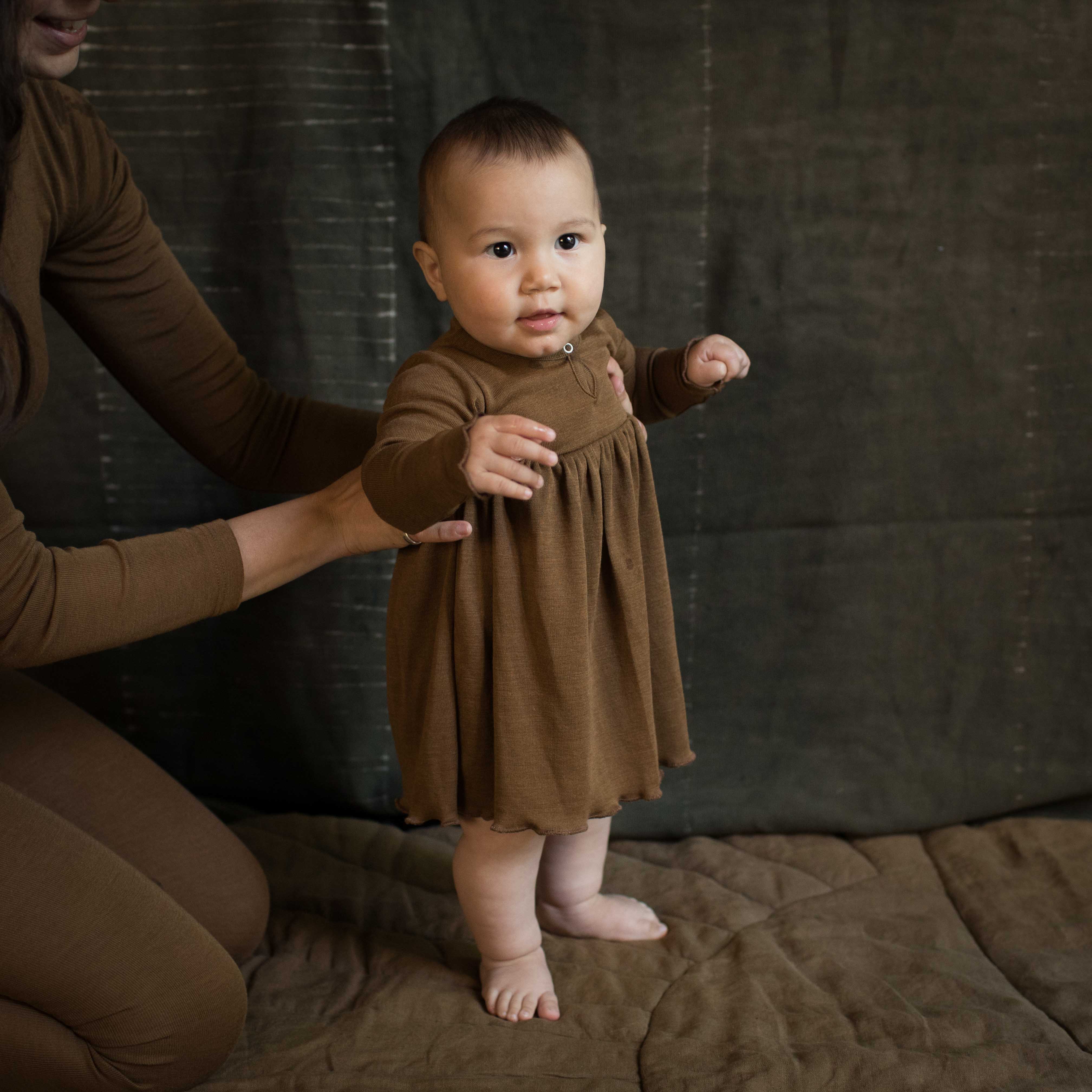 Ibis Baby & Kids Dress - Merino Wool & Silk - Almond - Image 7