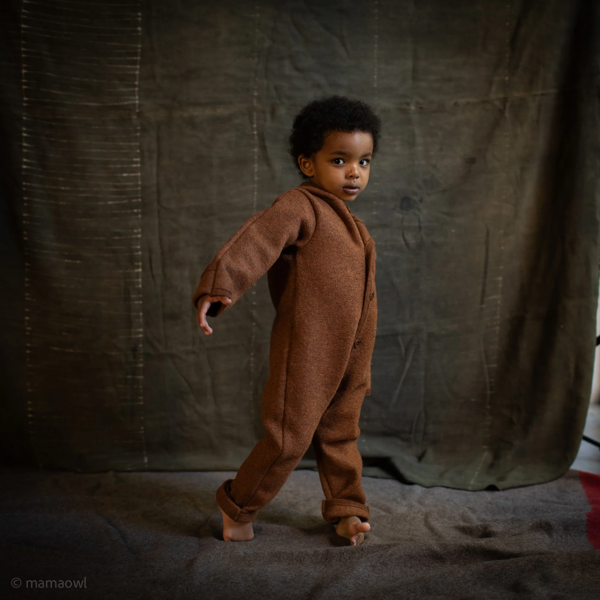 Harvest Baby & Kids Overall - Boiled Merino Wool - Auburn - Image 6