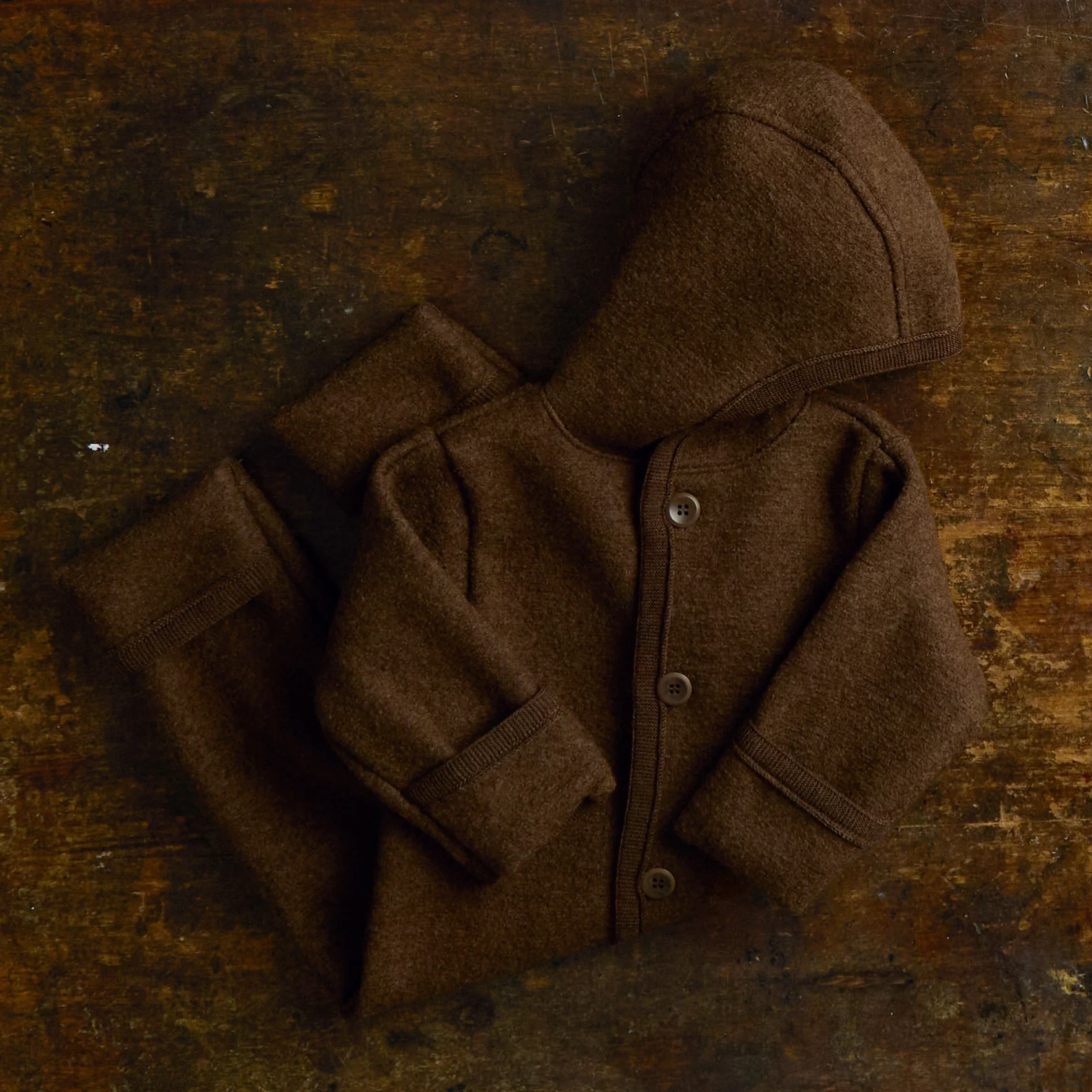 Harvest Baby & Kids Overall - Boiled Merino Wool - Hazelnut - Image 2