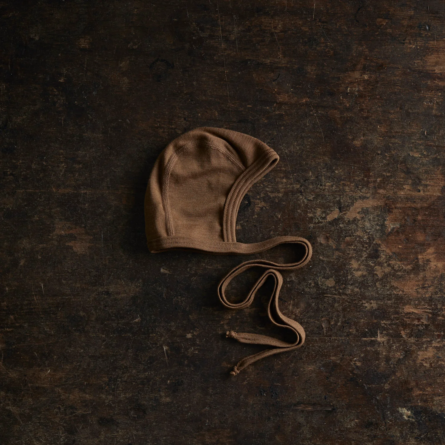 Piculet Baby Bonnet - Merino Wool & Silk - Almond - Image 3