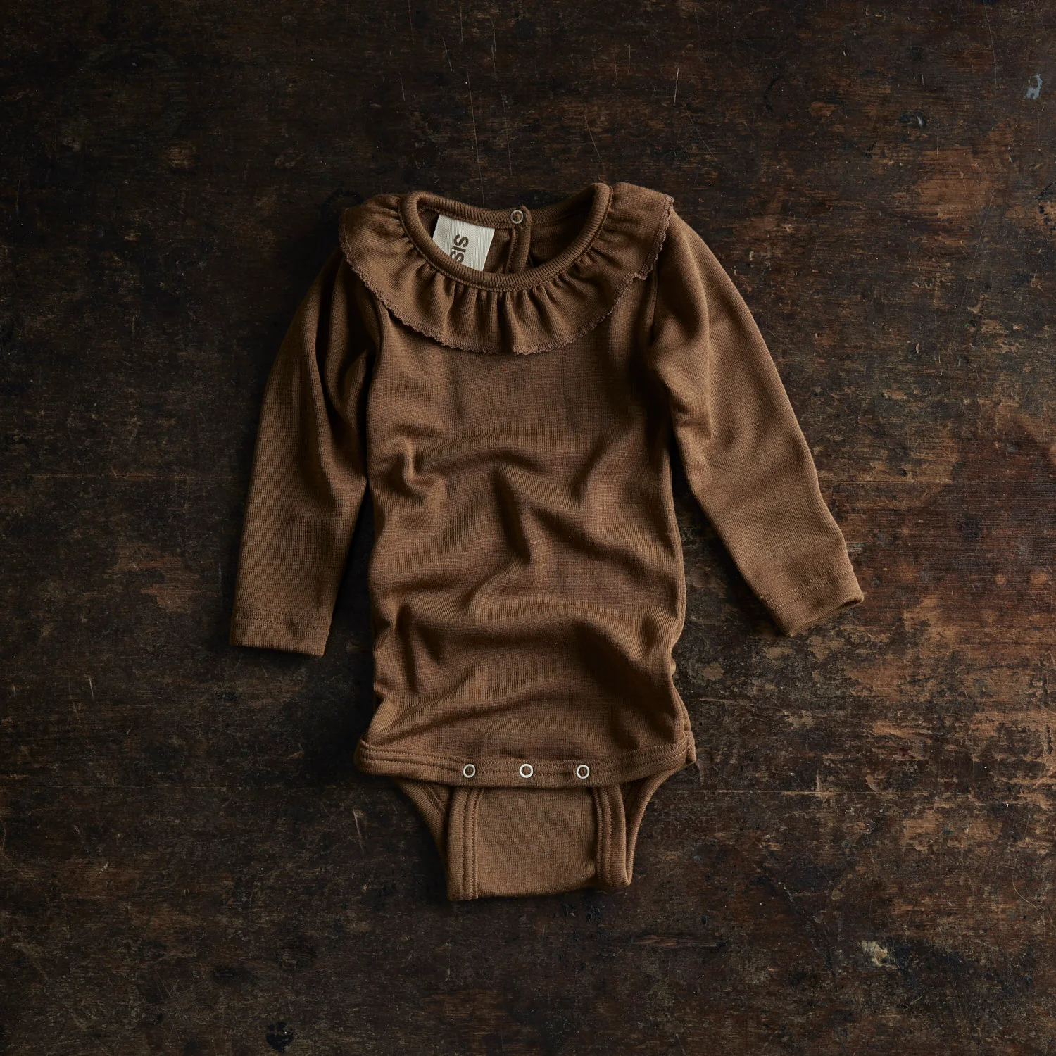 Wren Baby Body - Merino Wool & Silk - Almond - Image 2