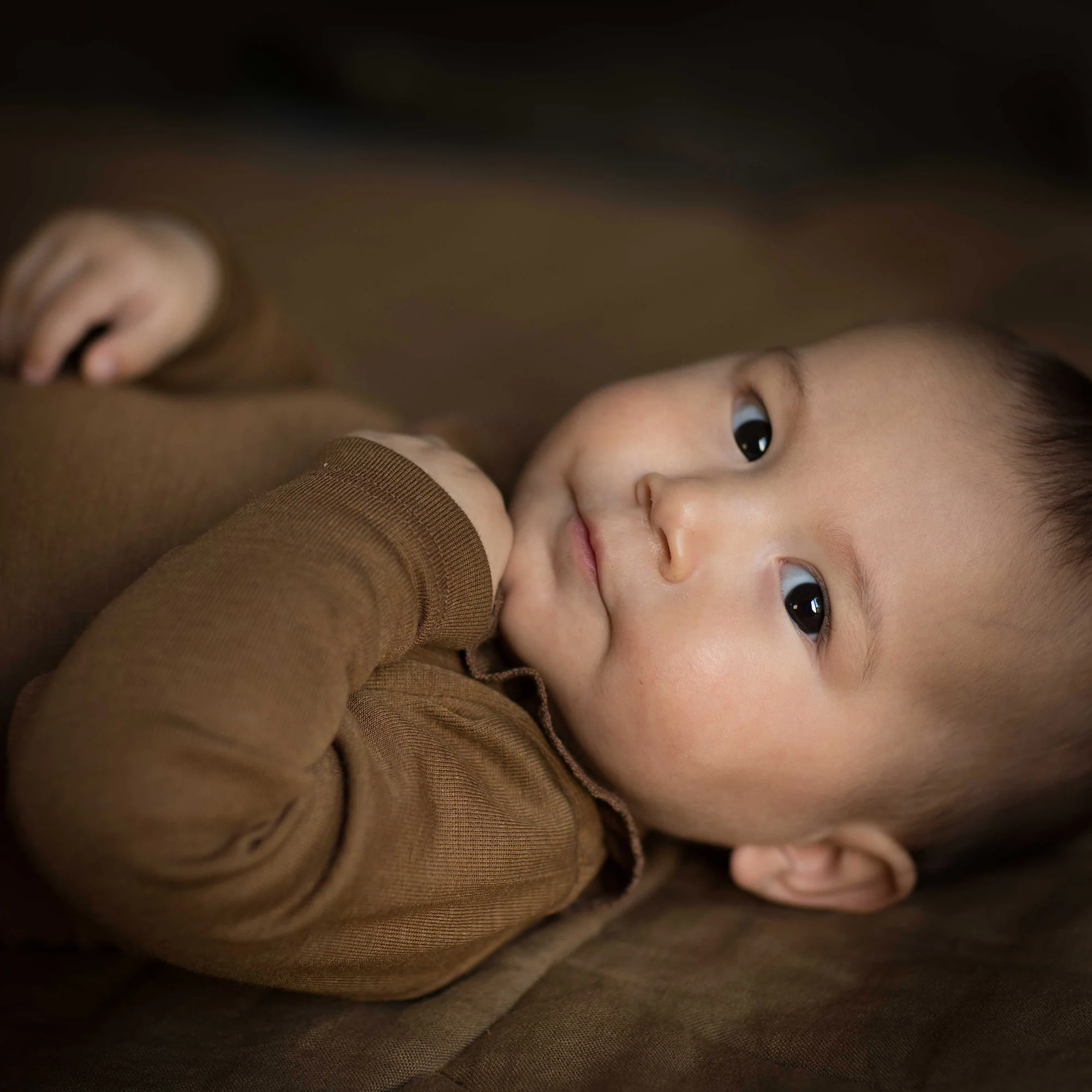 Wren Baby Body - Merino Wool & Silk - Almond - Image 5
