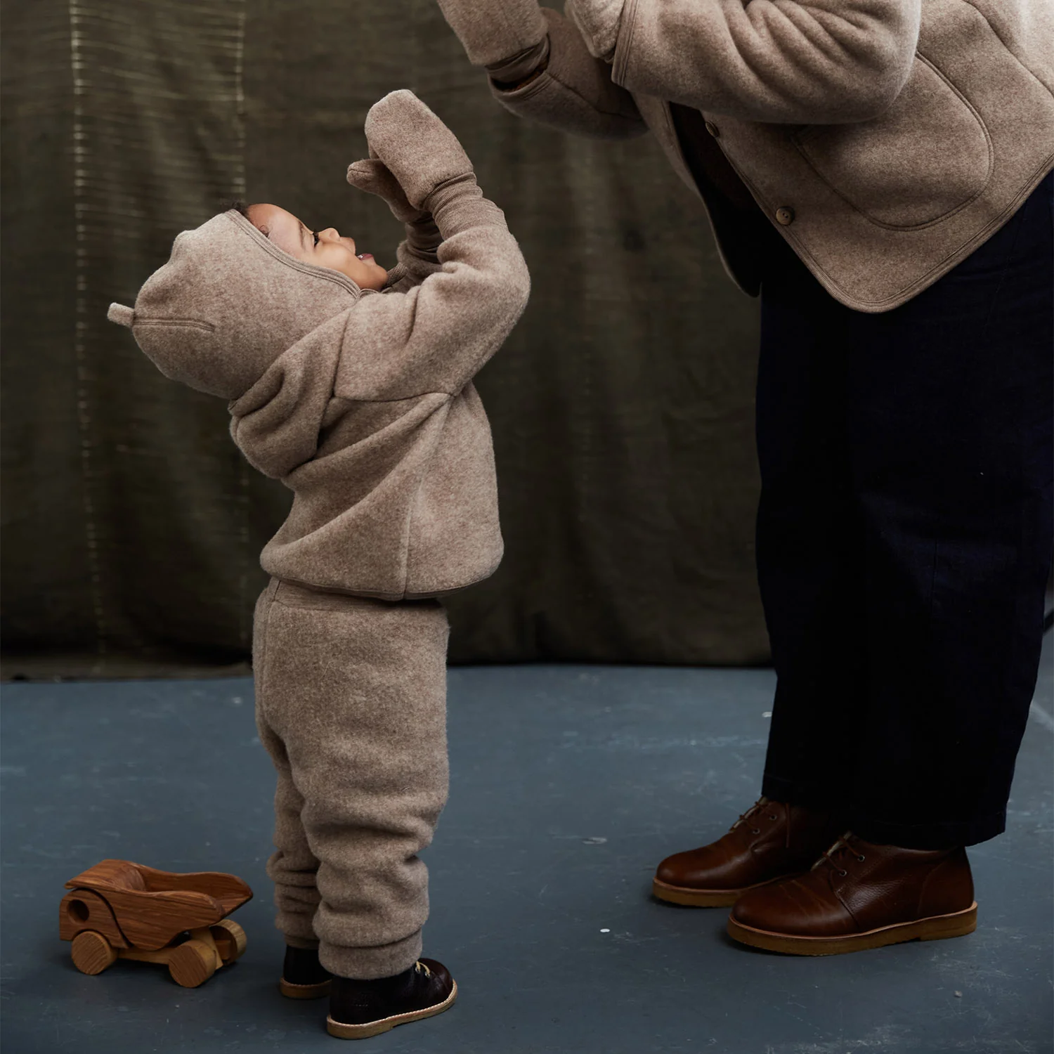 Barbet Baby & Kids Pants - Merino Wool Fleece - Driftwood - Image 2