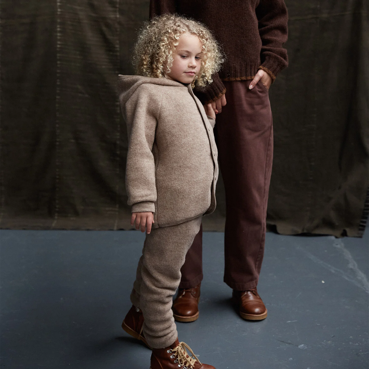 Barbet Baby & Kids Pants - Merino Wool Fleece - Driftwood - Image 6