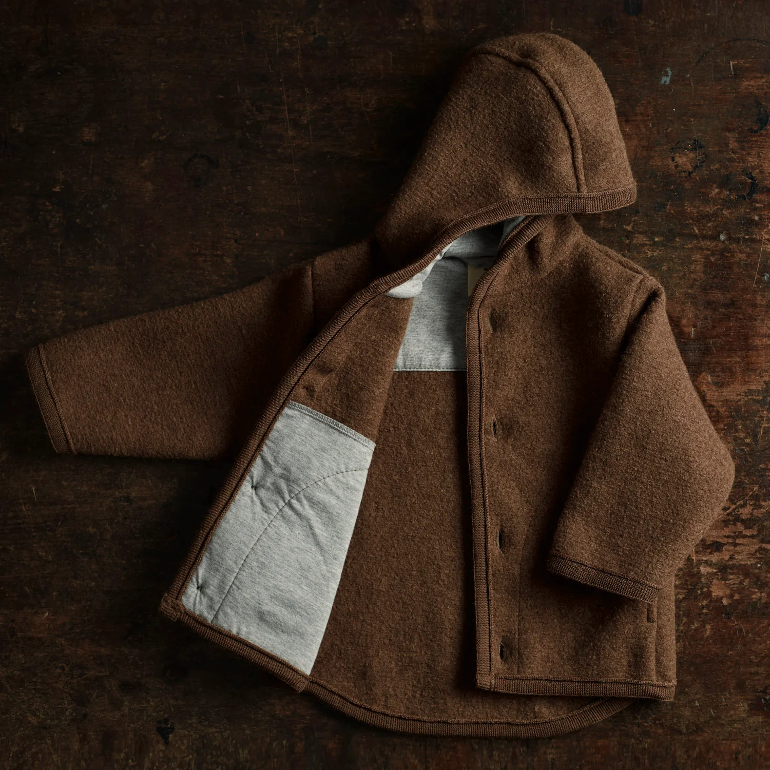 Bramble Baby & Kids Jacket - Boiled Merino Wool - Hazelnut - Image 4