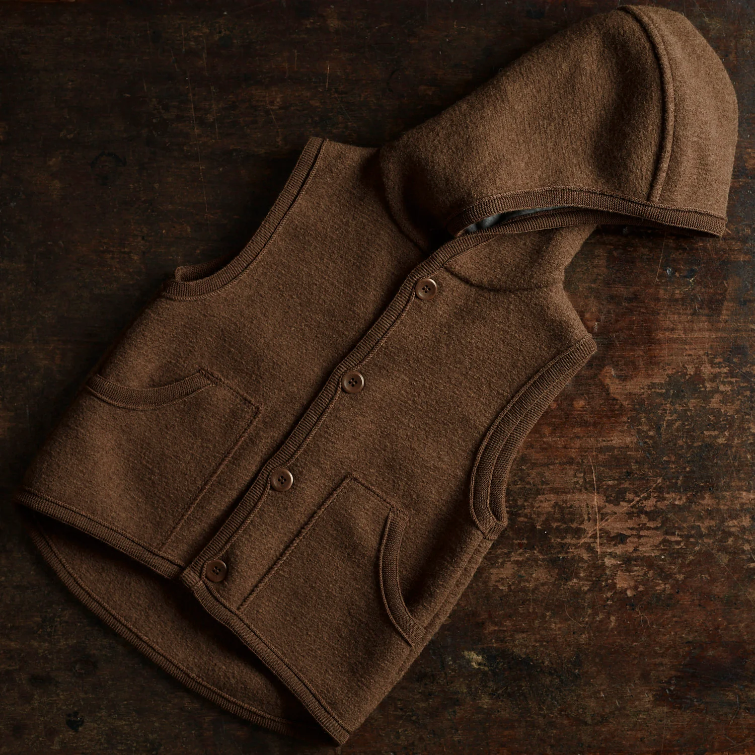 Wind Baby & Kids Vest - Boiled Merino Wool - Hazelnut - Image 10