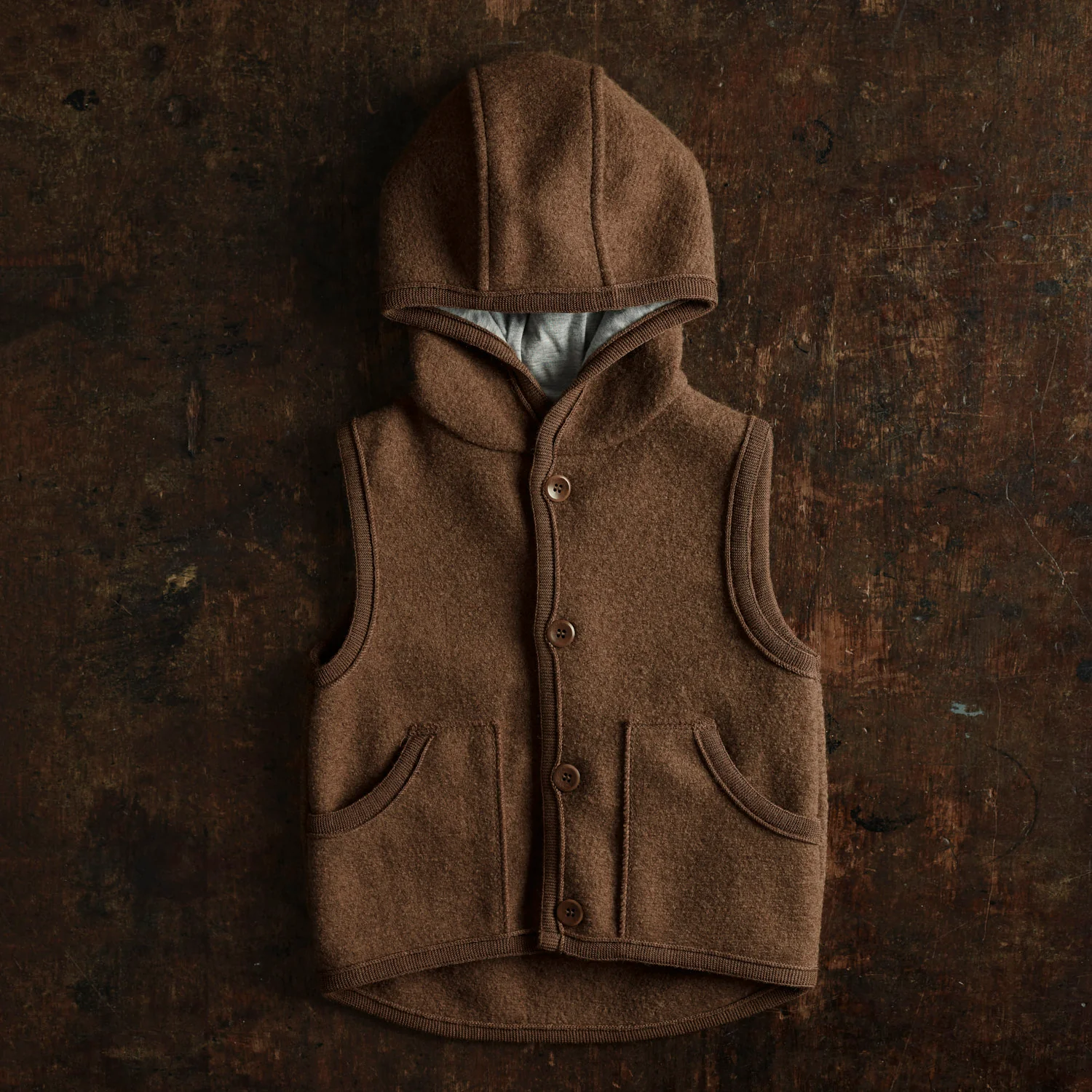 Wind Baby & Kids Vest - Boiled Merino Wool - Hazelnut - Image 11
