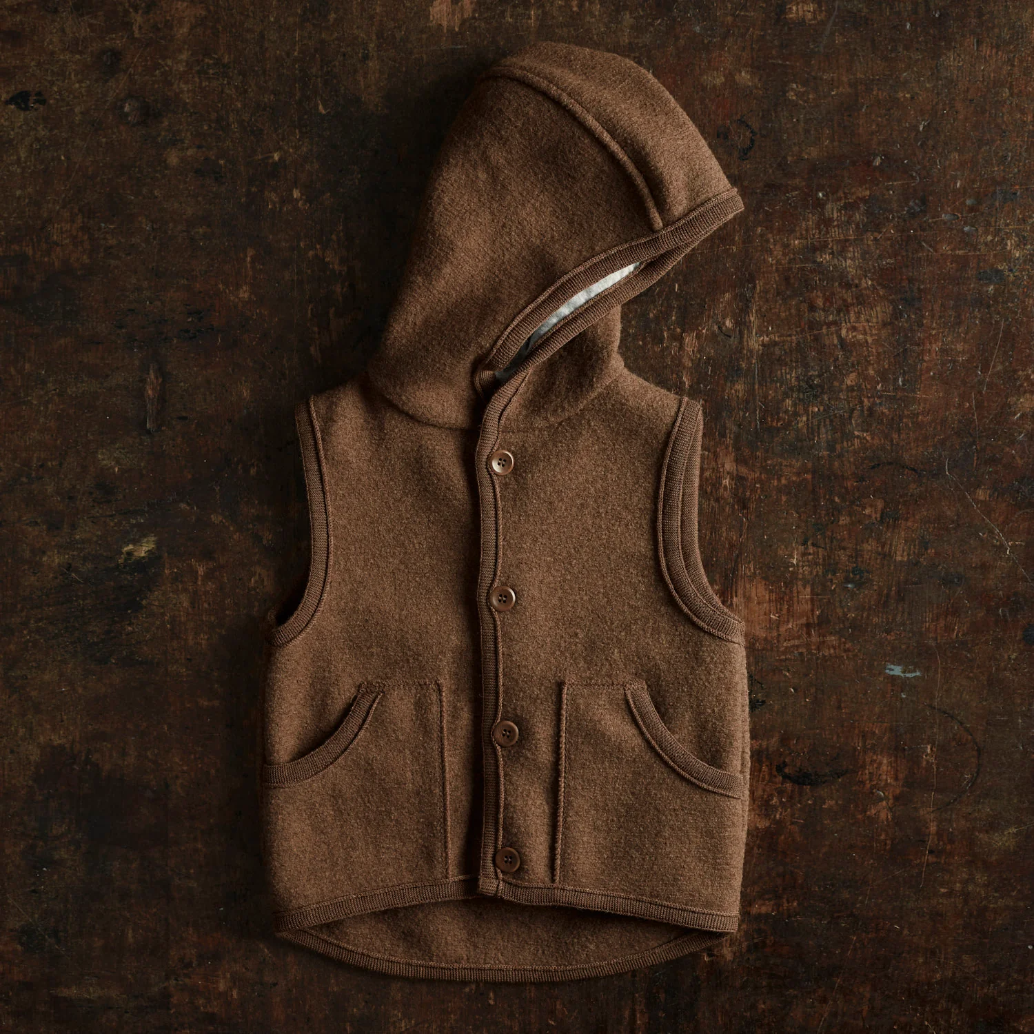 Wind Baby & Kids Vest - Boiled Merino Wool - Hazelnut - Image 2