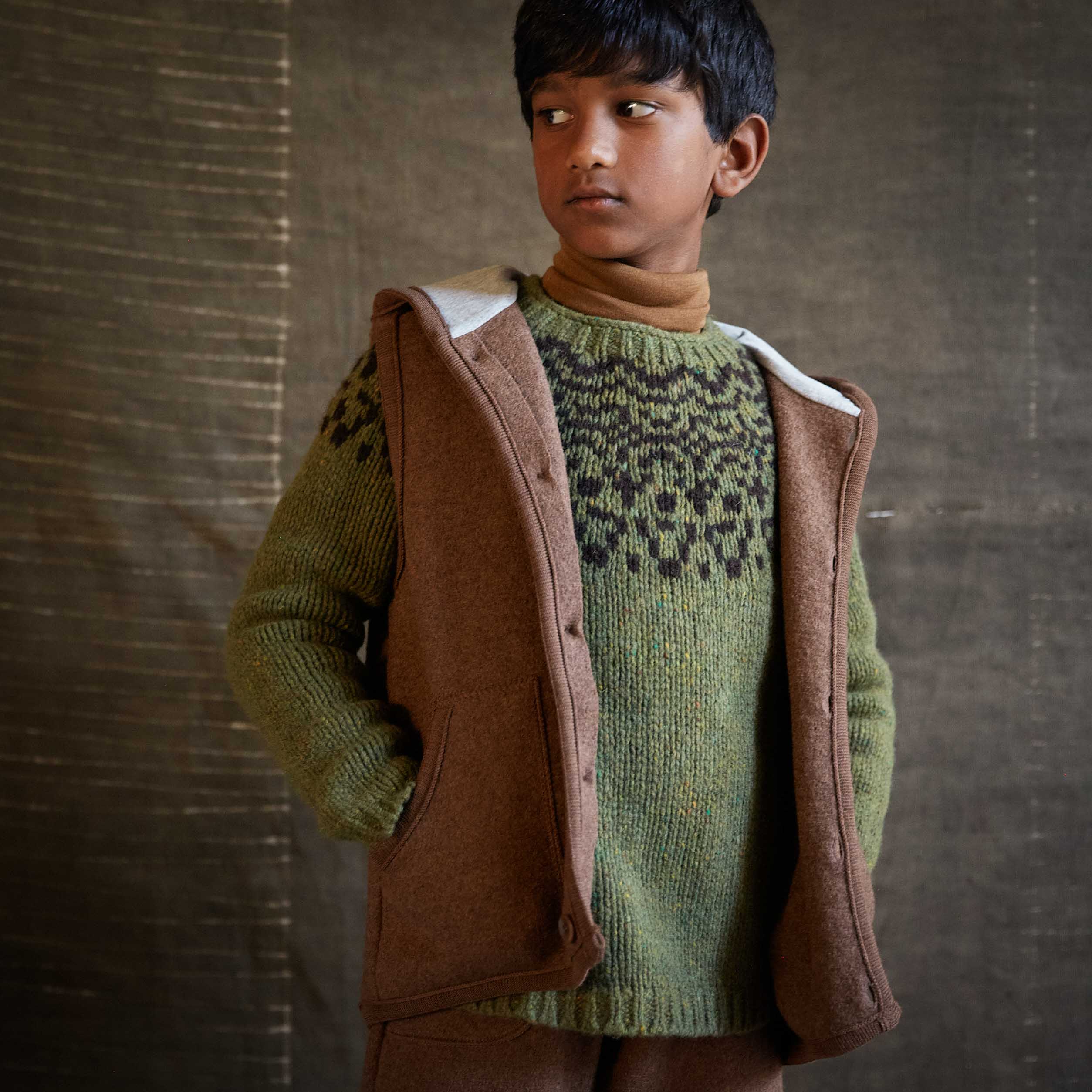 Wind Baby & Kids Vest - Boiled Merino Wool - Hazelnut - Image 3
