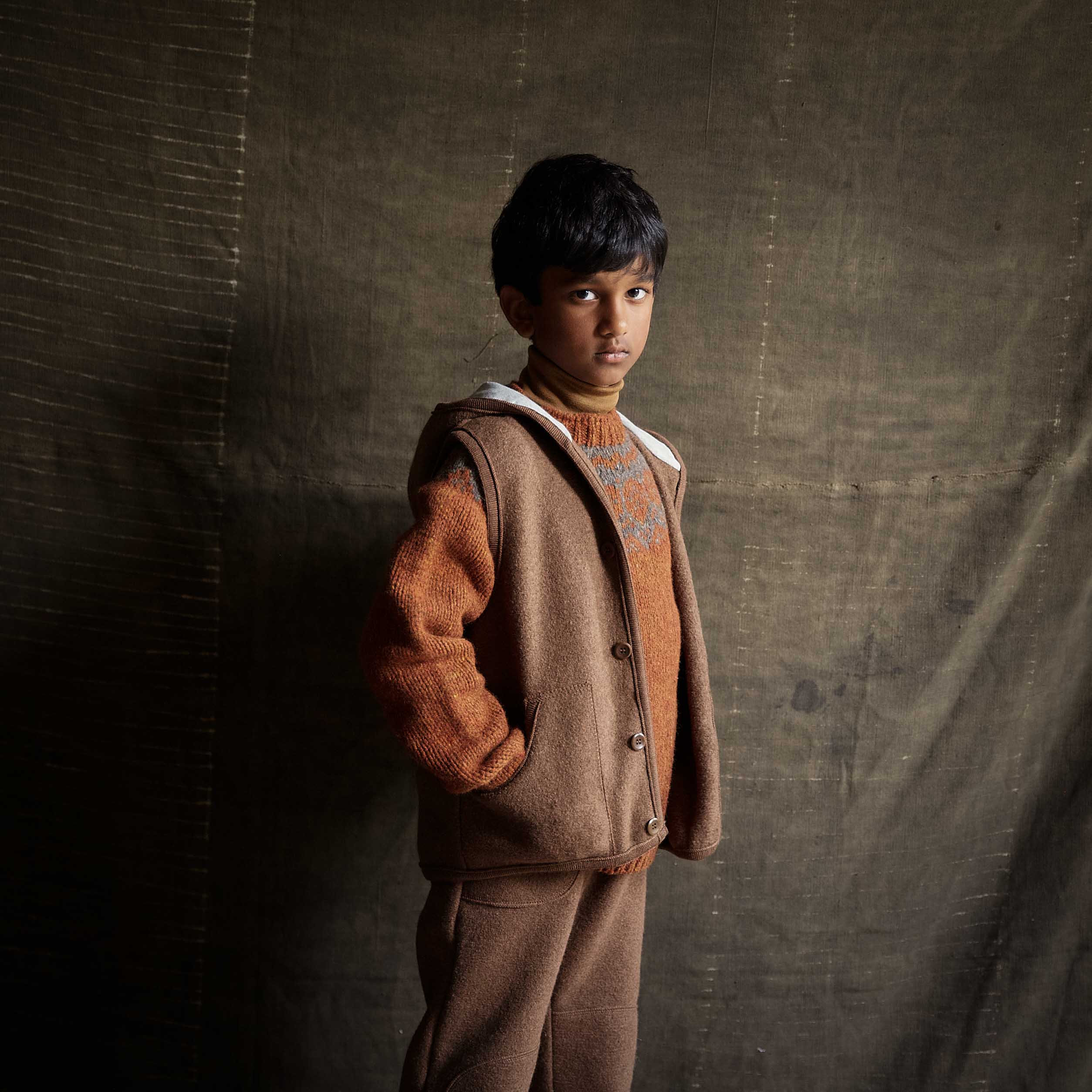 Wind Baby & Kids Vest - Boiled Merino Wool - Hazelnut - Image 5