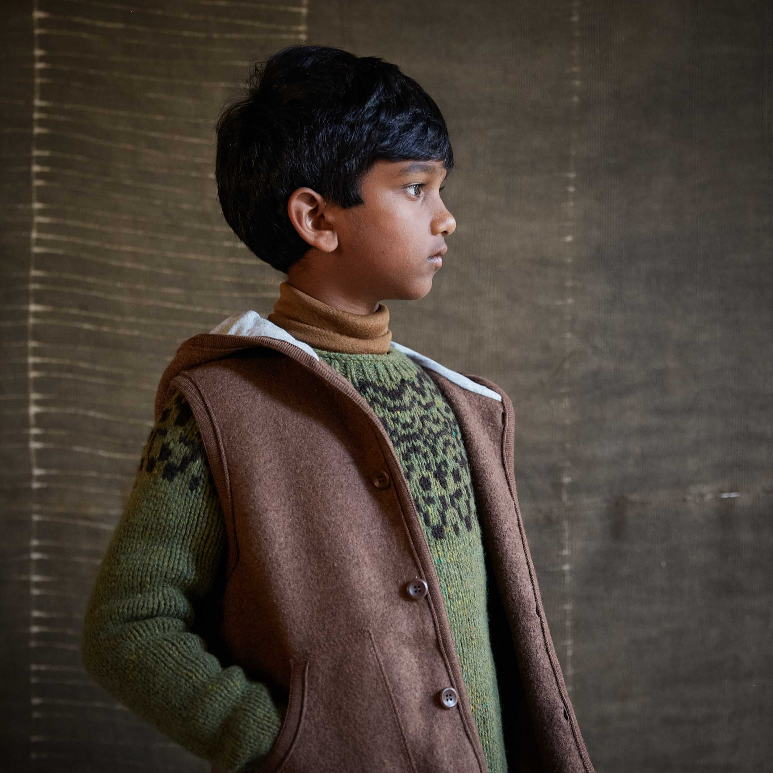 Wind Baby & Kids Vest - Boiled Merino Wool - Hazelnut - Image 6