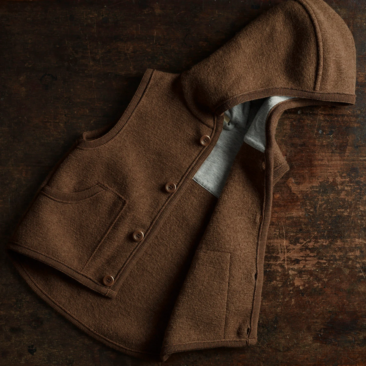Wind Baby & Kids Vest - Boiled Merino Wool - Hazelnut - Image 7