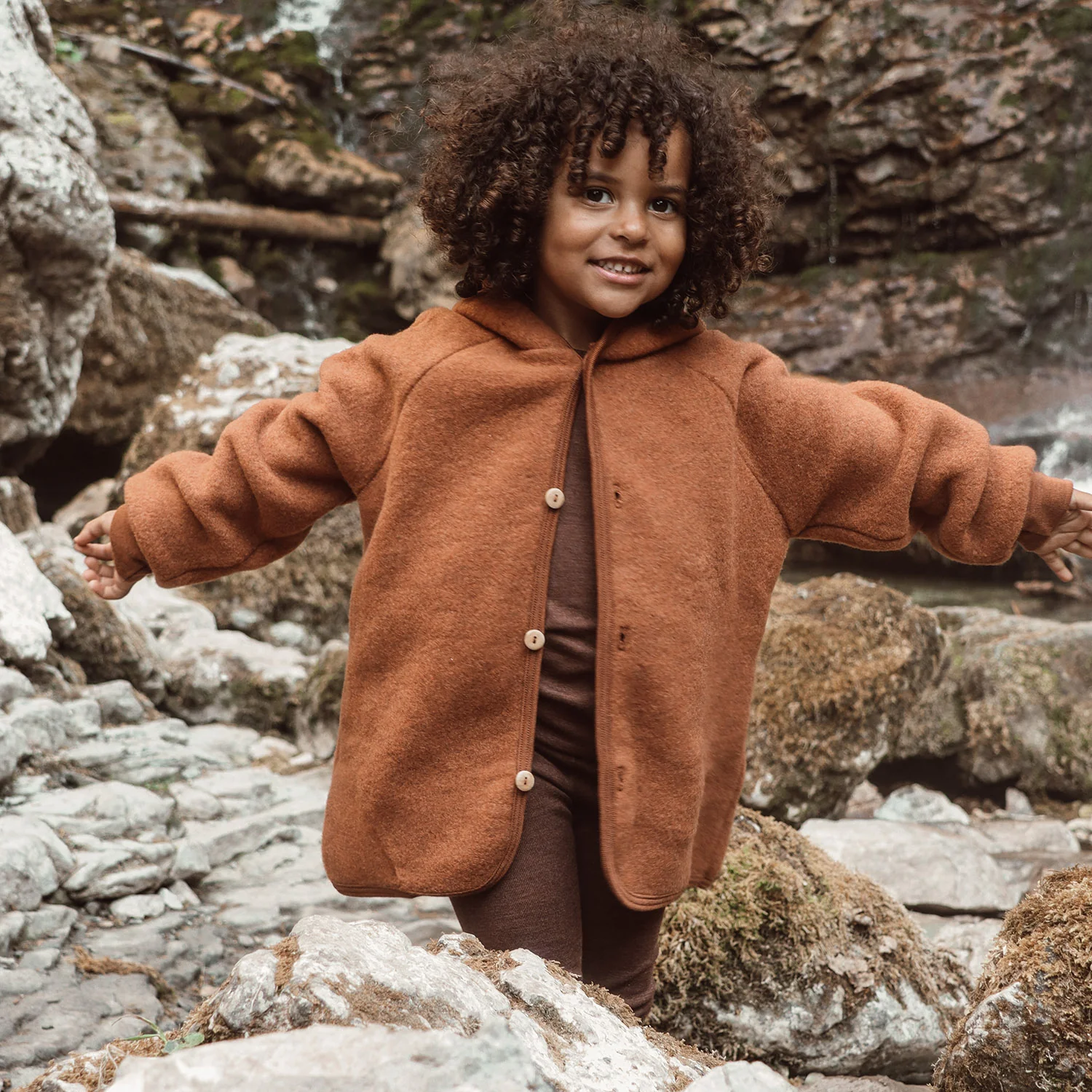 Tinker Baby & Kids Jacket - Merino Wool Fleece - Deep Rust - Image 11