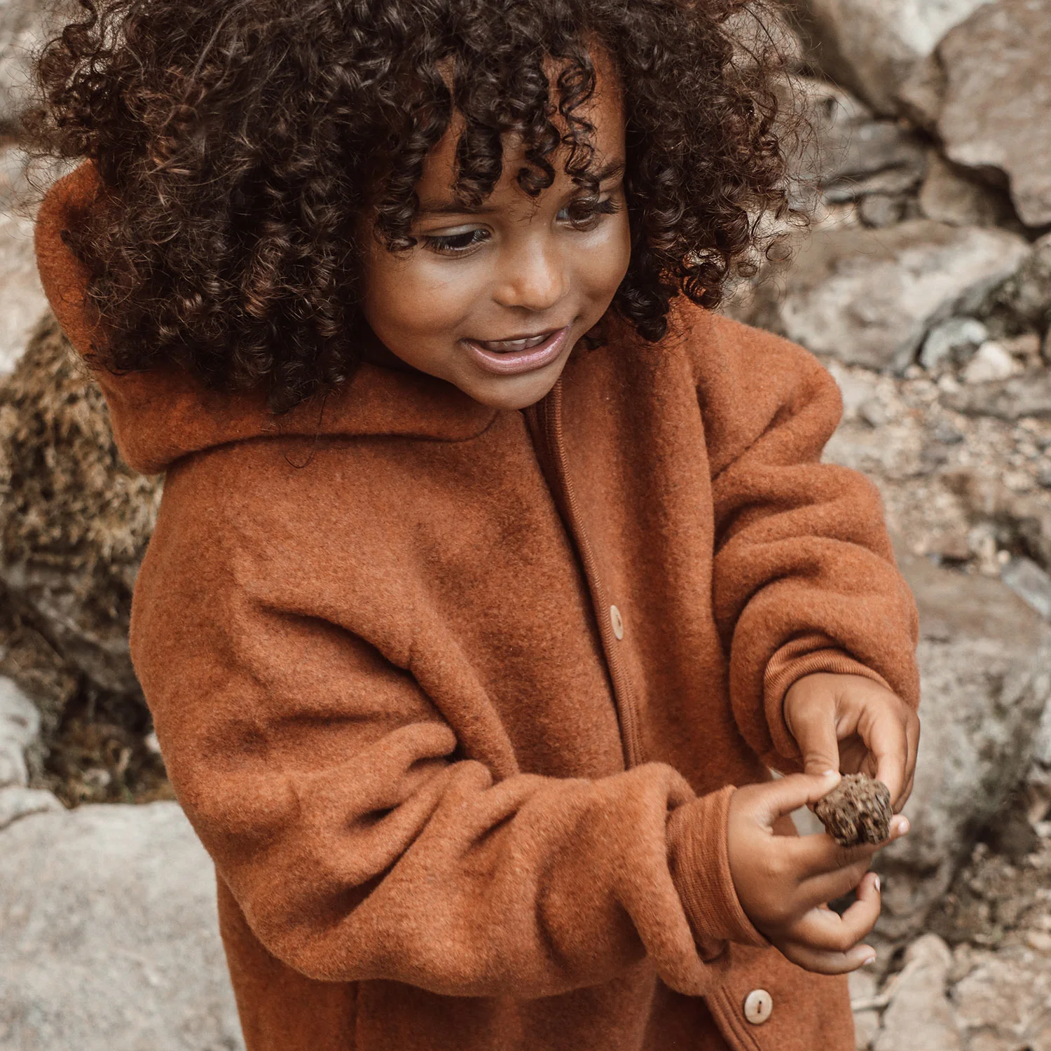 Tinker Baby & Kids Jacket - Merino Wool Fleece - Deep Rust - Image 4