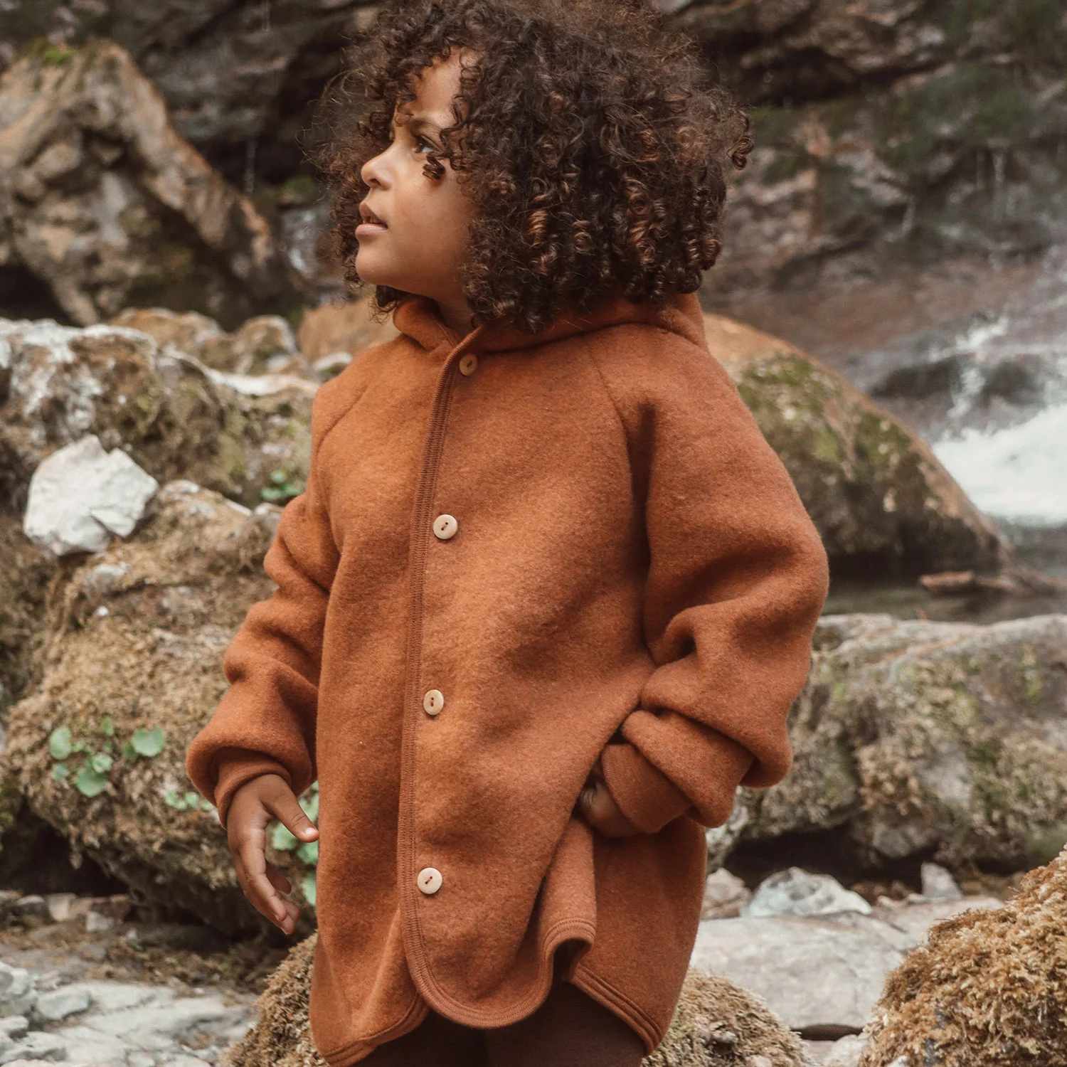Tinker Baby & Kids Jacket - Merino Wool Fleece - Deep Rust - Image 5
