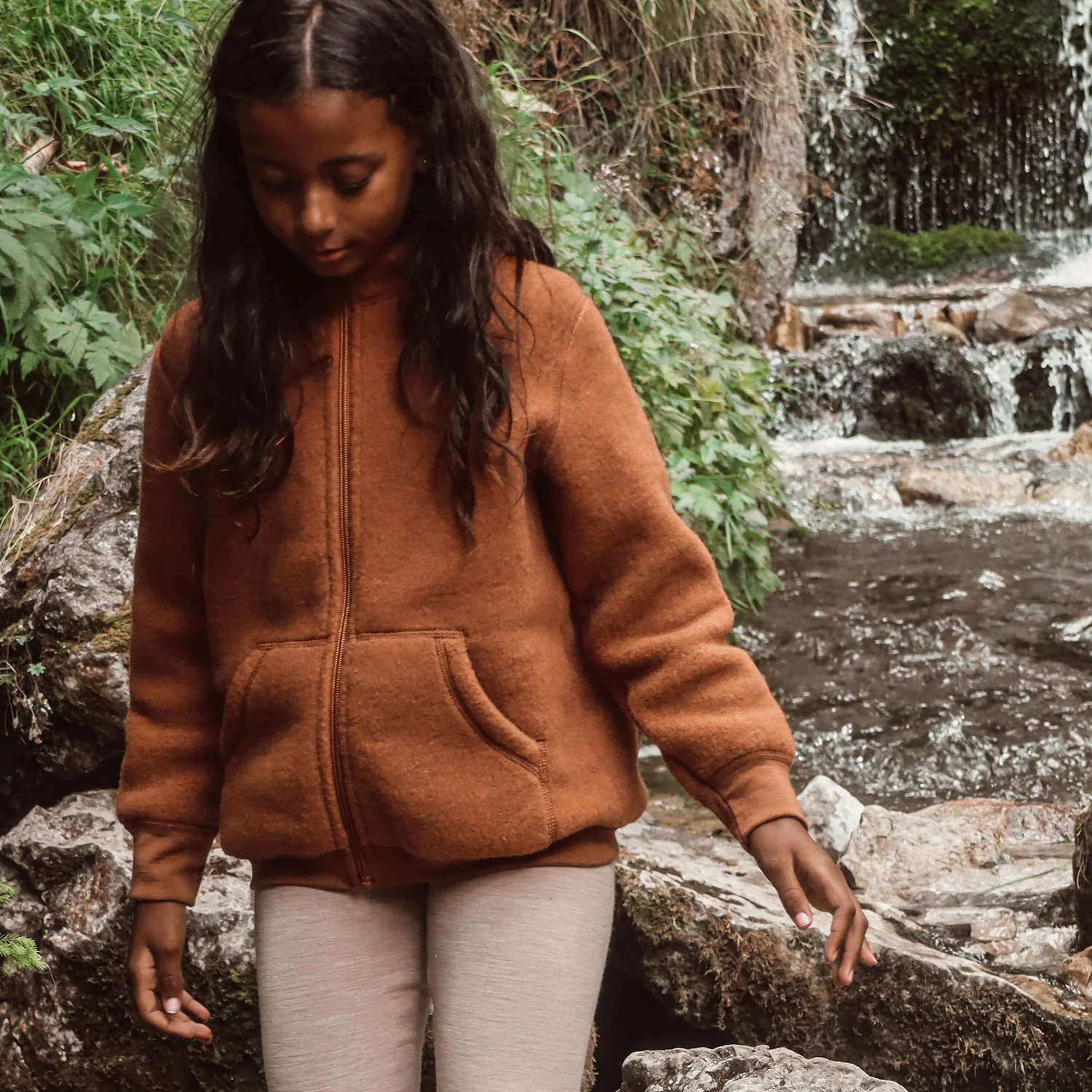 Kite Kids Jacket - Merino Wool Fleece - Deep Rust - Image 6