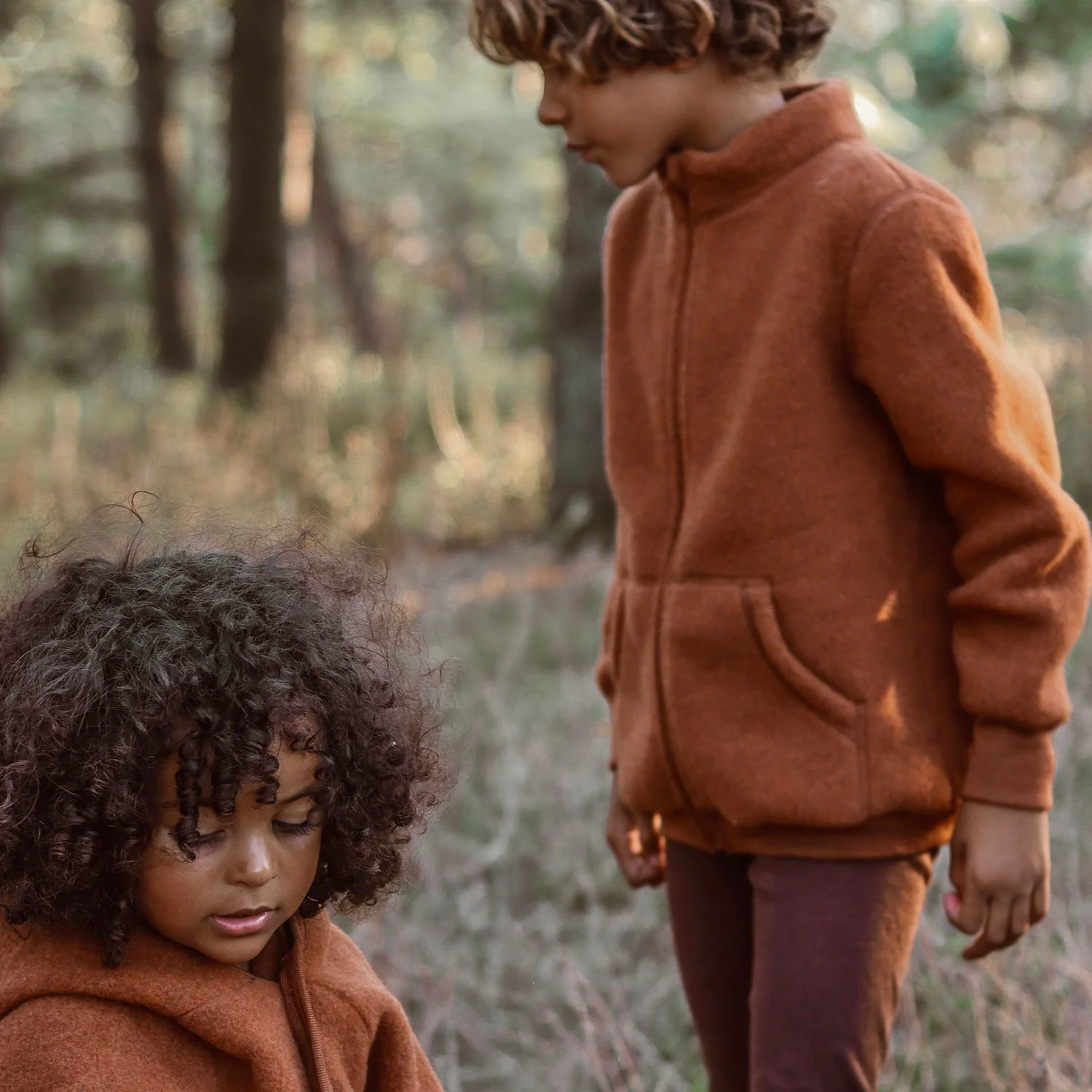 Kite Kids Jacket - Merino Wool Fleece - Deep Rust - Image 8