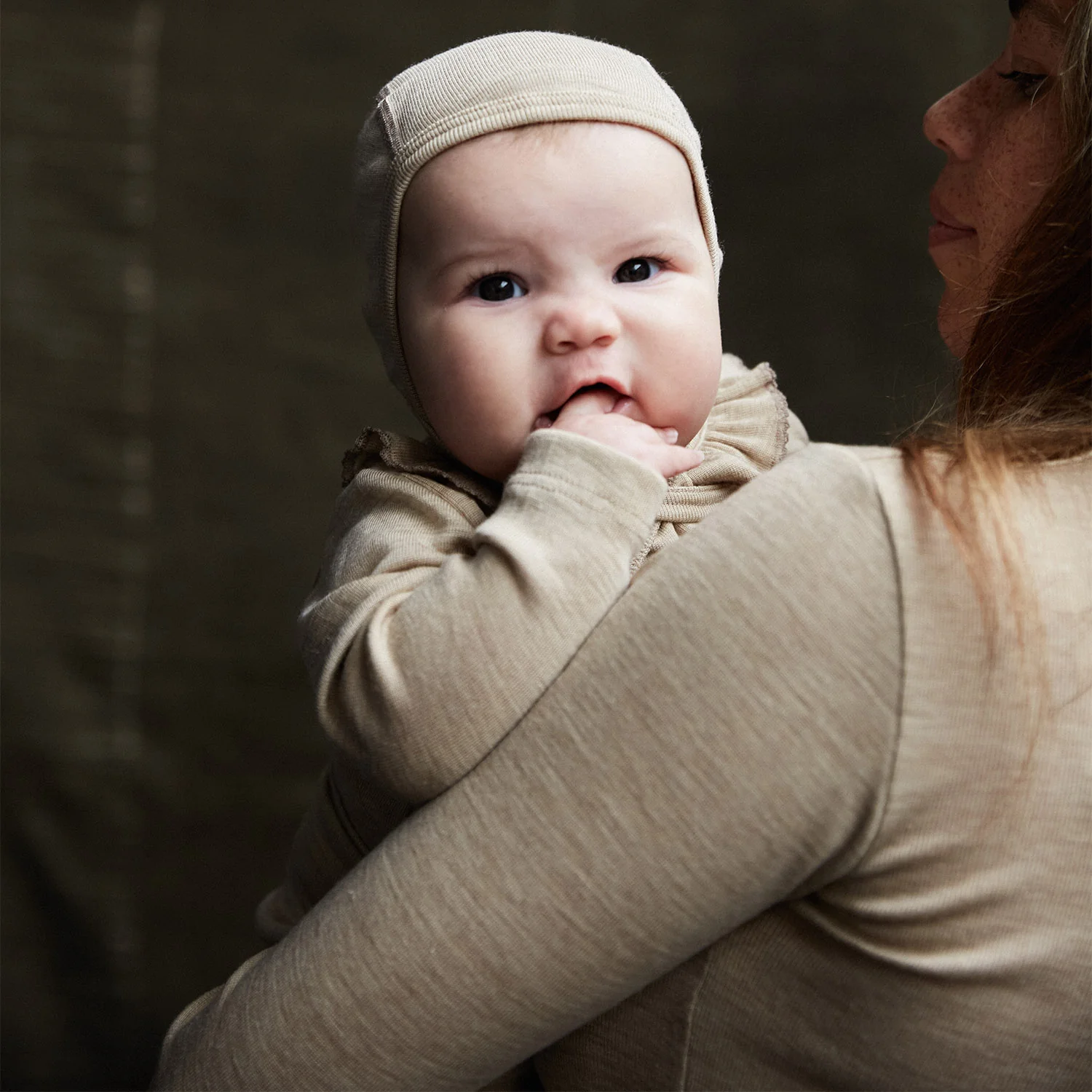 Piculet Baby Bonnet - Merino Wool & Silk - Sandstorm - Image 2