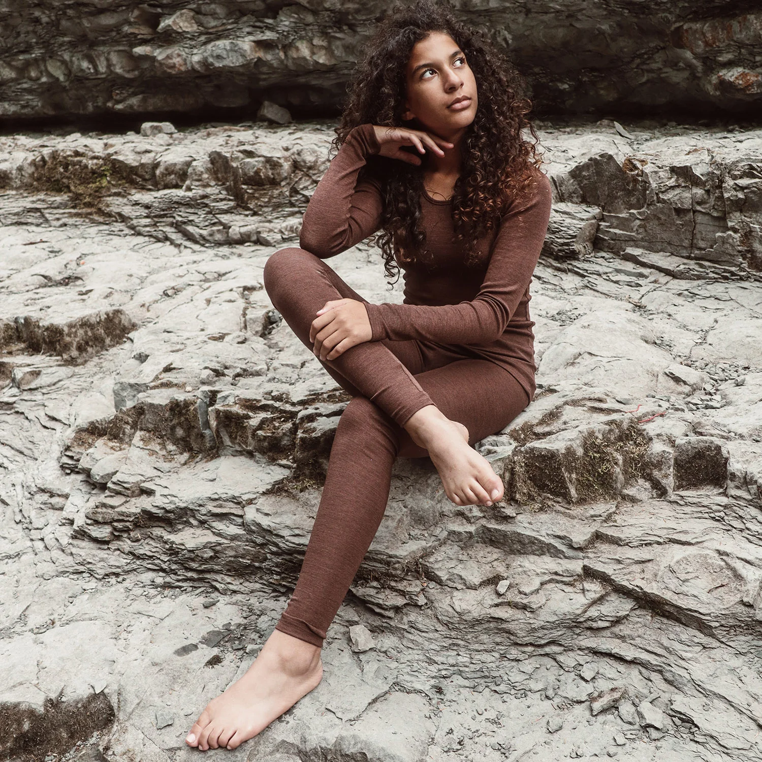 Finch Women's Leggings - Merino Wool & Silk - Squirrel - Image 2