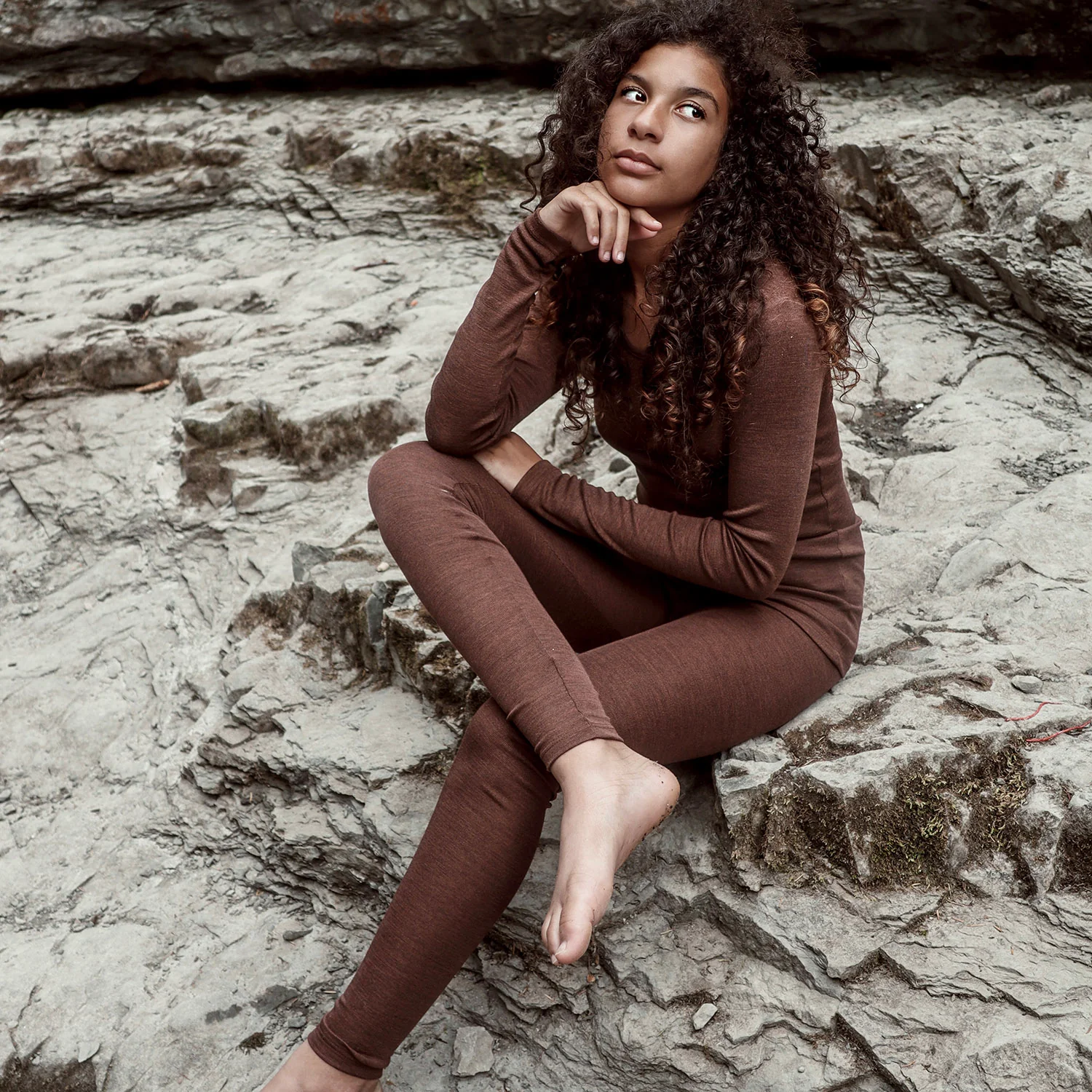 Finch Women's Leggings - Merino Wool & Silk - Squirrel - Image 4