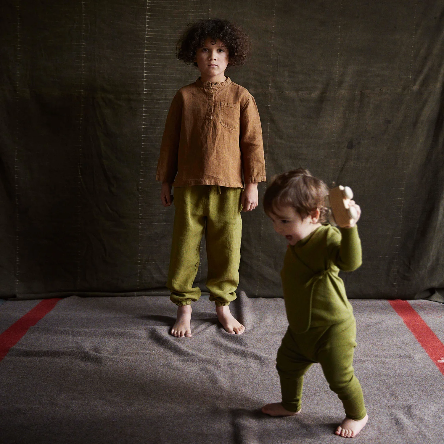 Caspius Baby Wrap Top - Cotton Pointelle - Olive - Image 4