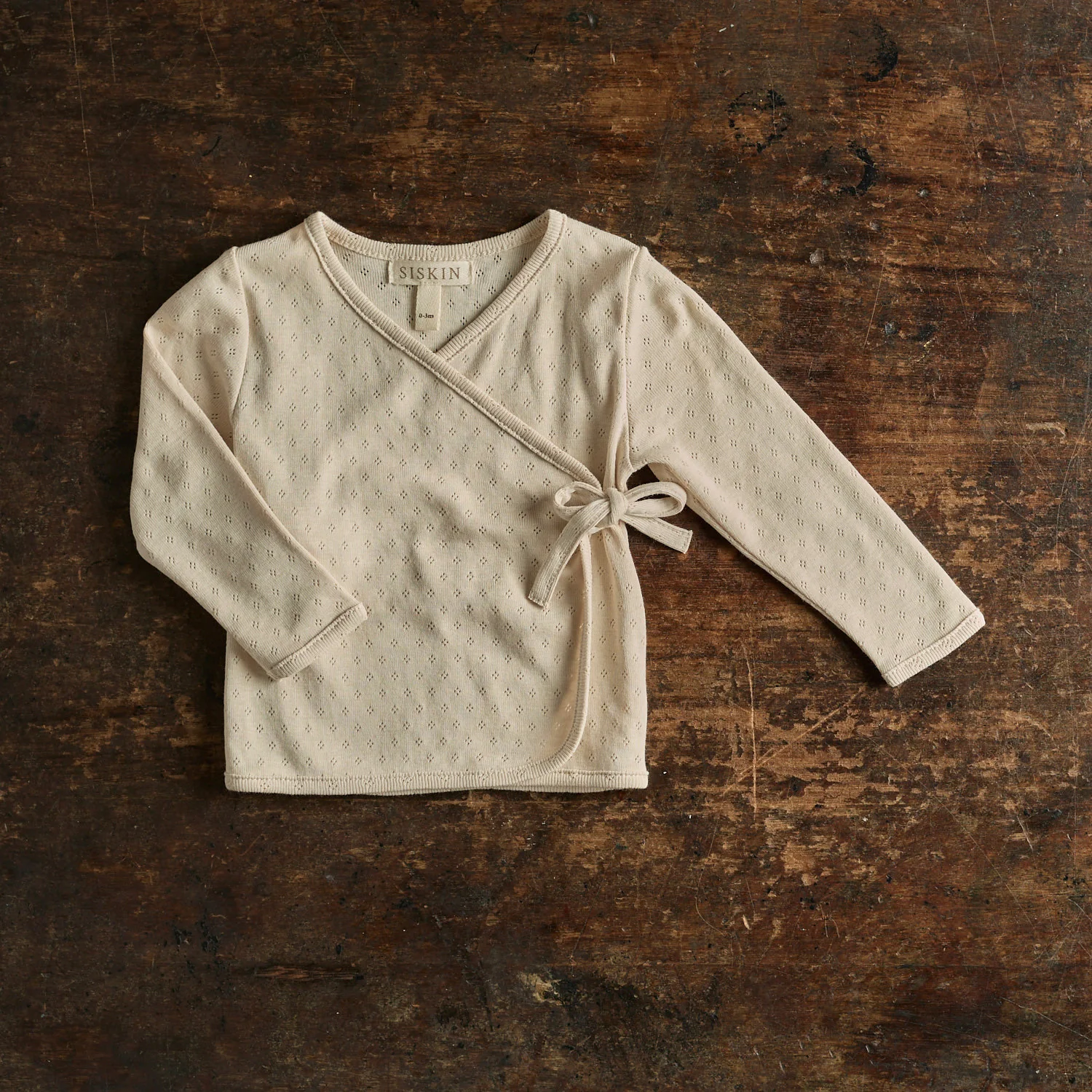 Caspius Baby Wrap Top - Cotton Pointelle - Shell - Image 2