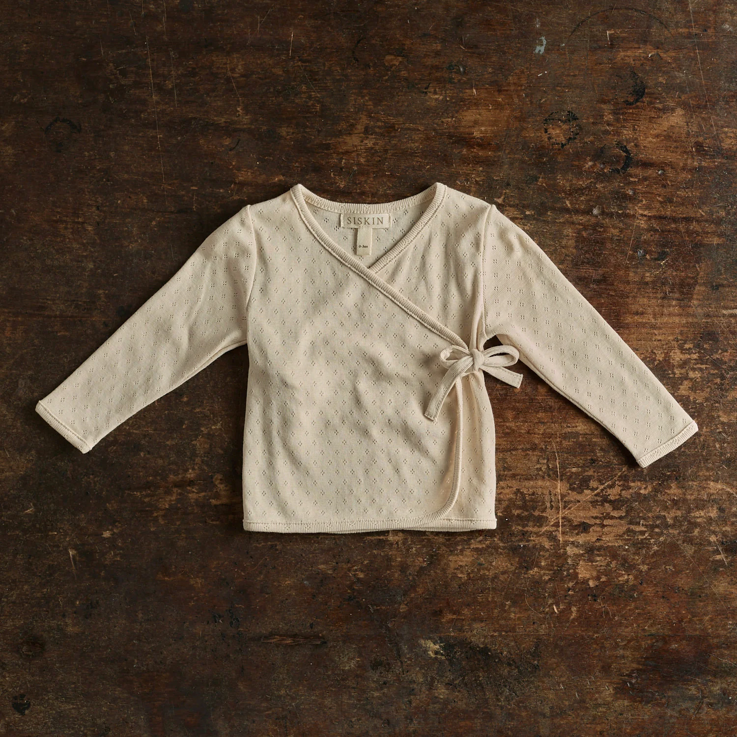 Caspius Baby Wrap Top - Cotton Pointelle - Shell - Image 4