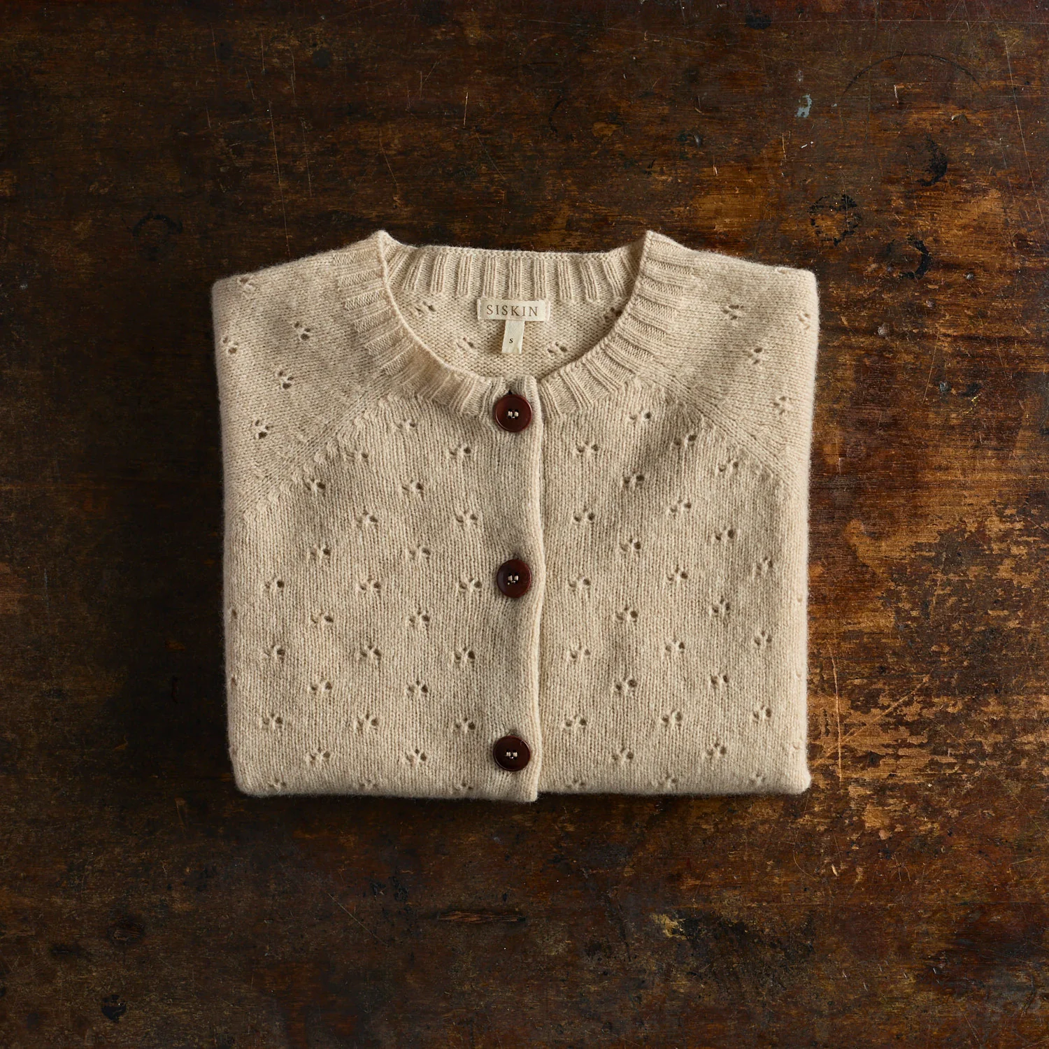 Cloud Women’s Pointelle Cardigan - Superfine Lambswool - Oat - Image 4