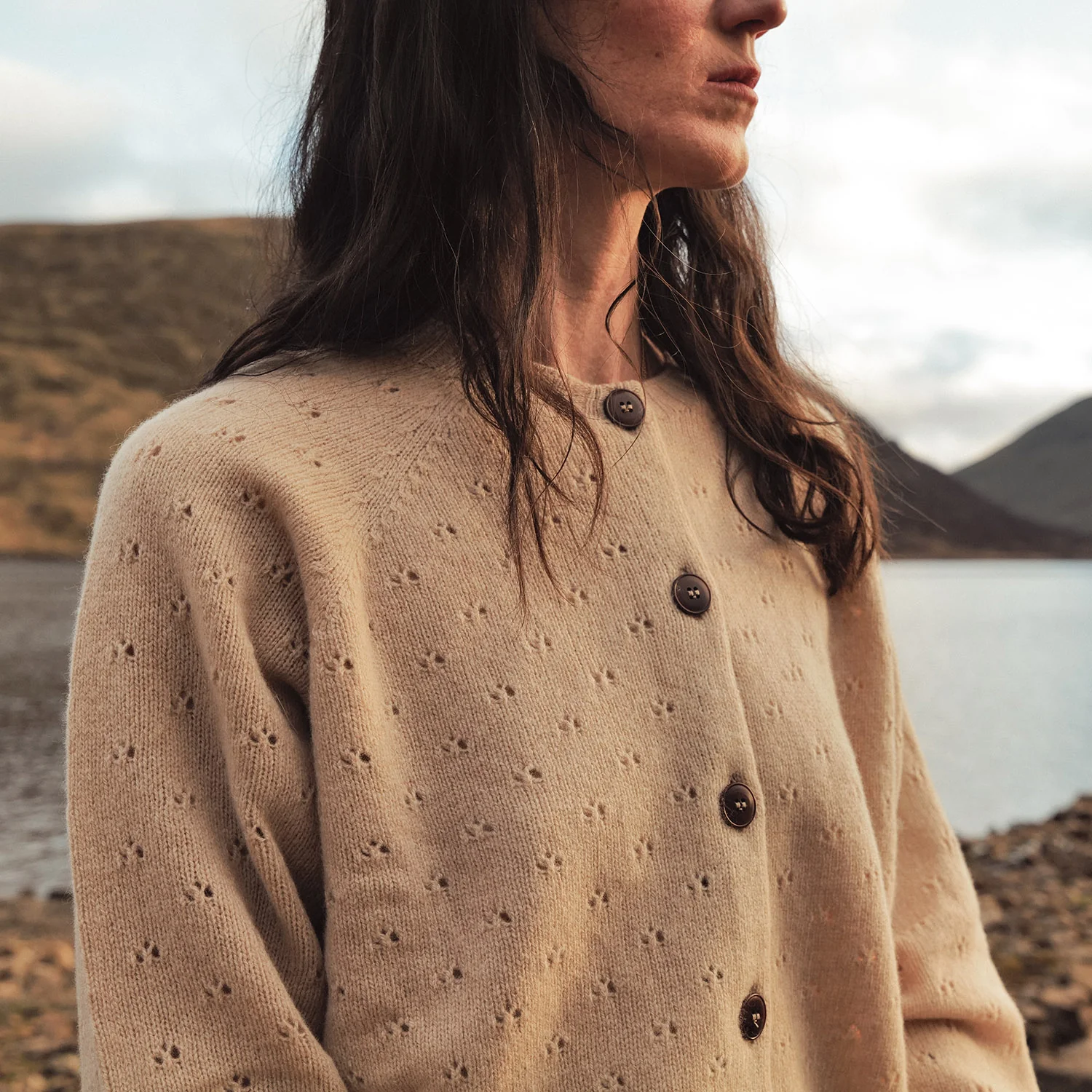 Cloud Women’s Pointelle Cardigan - Superfine Lambswool - Oat - Image 5