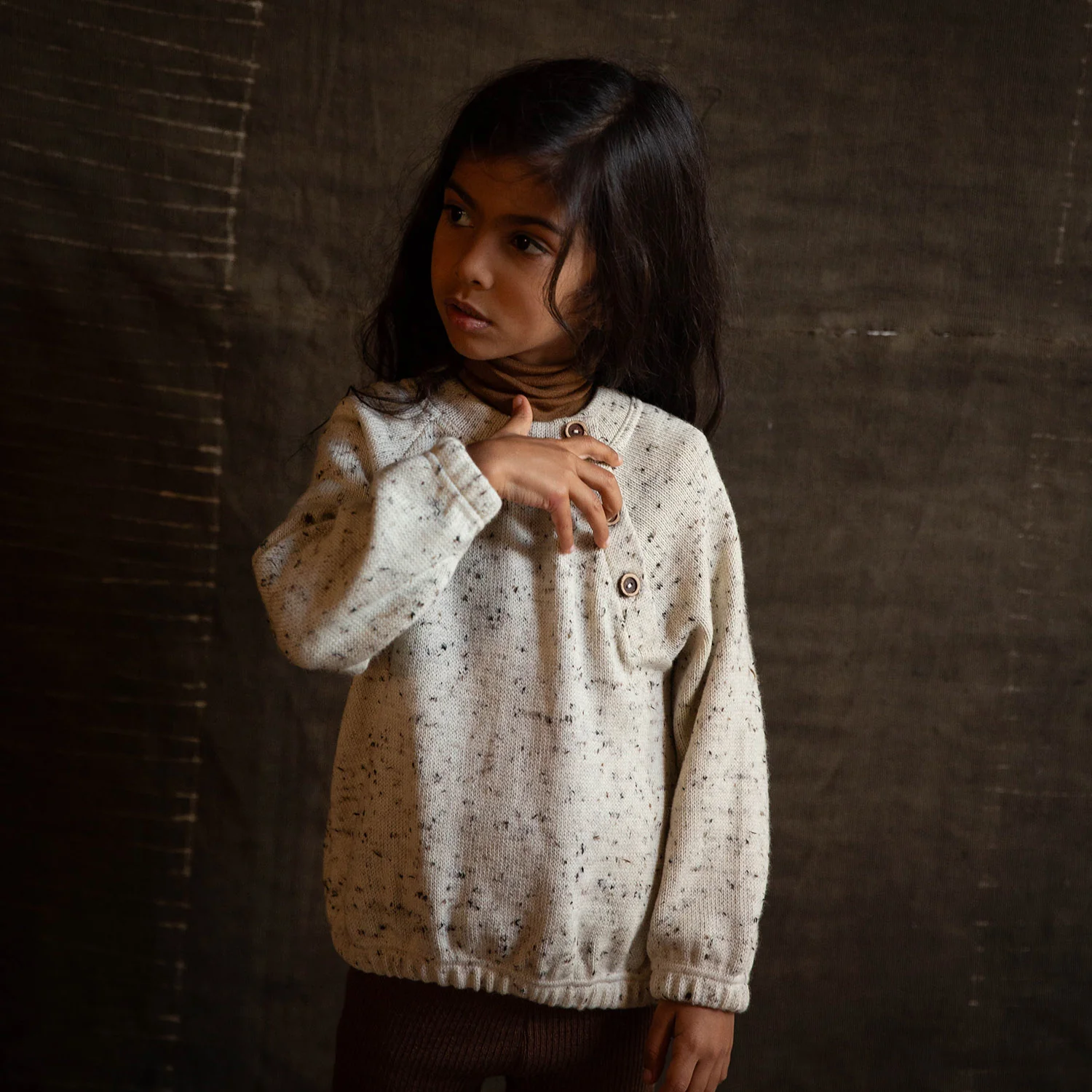 Crake Baby & Kids Sweater - Merino Wool Speckle - Quail - Image 9
