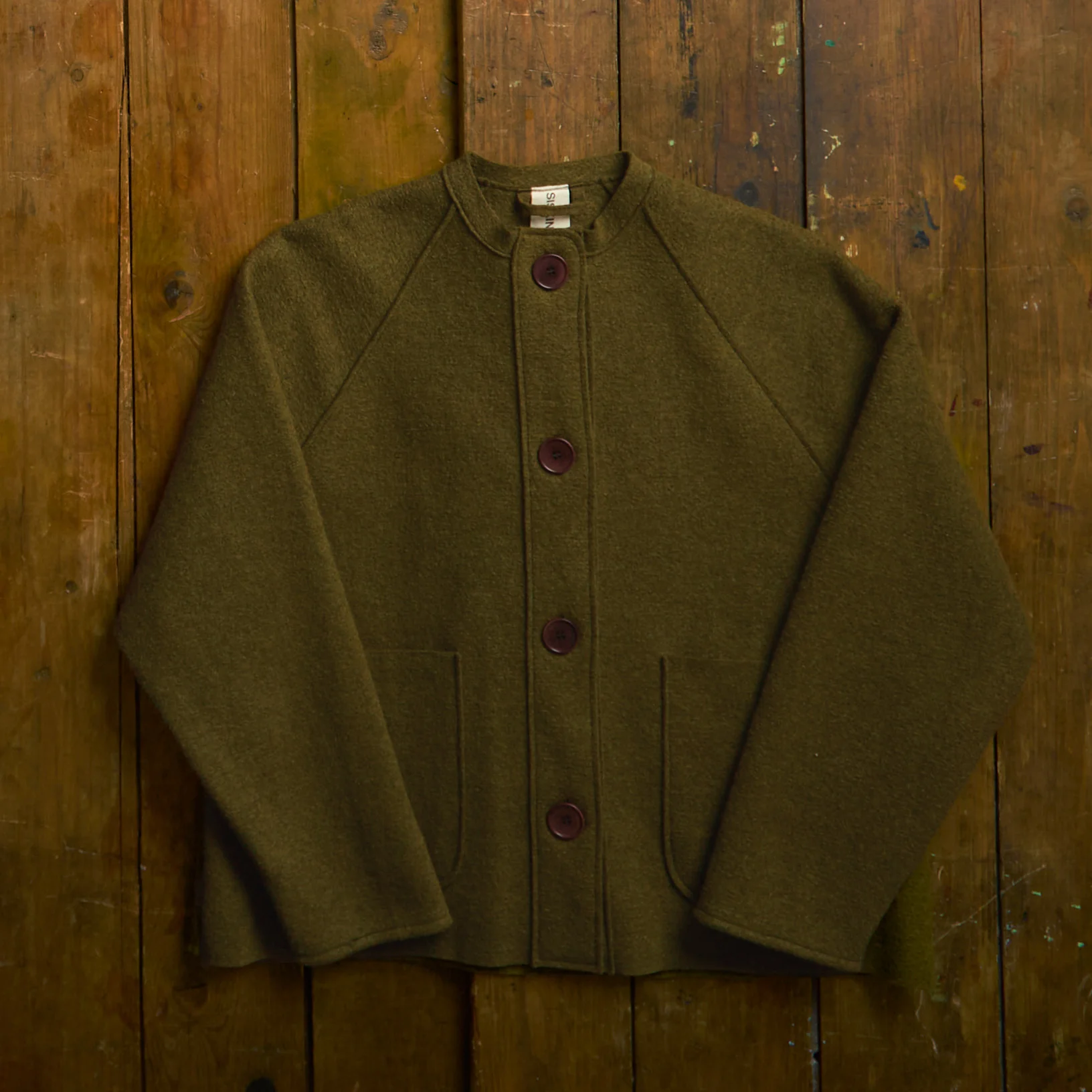 Creek Women's Jacket - Boiled Merino Wool - Seaweed - Image 2