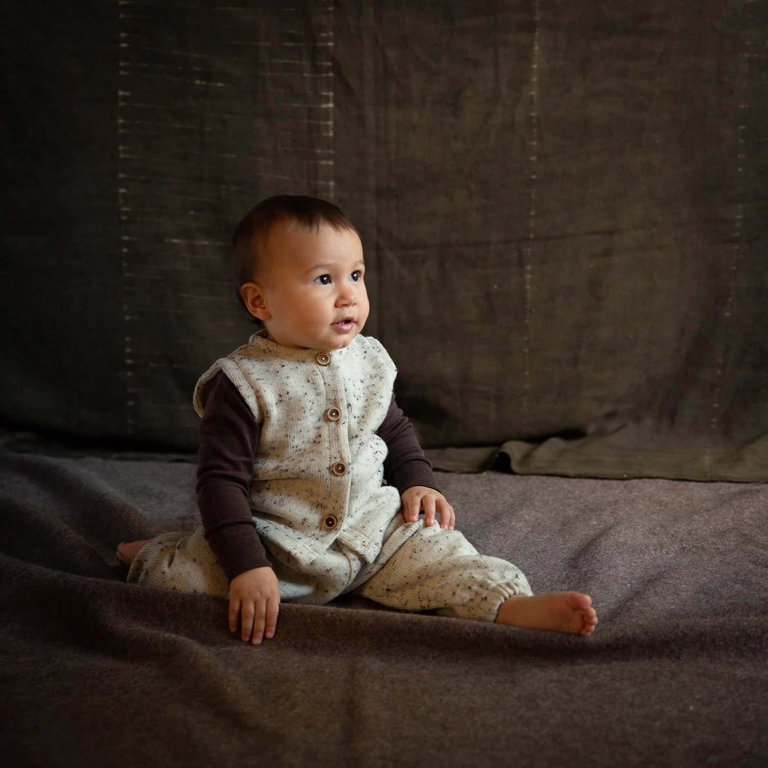 Emu Baby Trousers - Merino Wool Speckle - Quail - Image 6