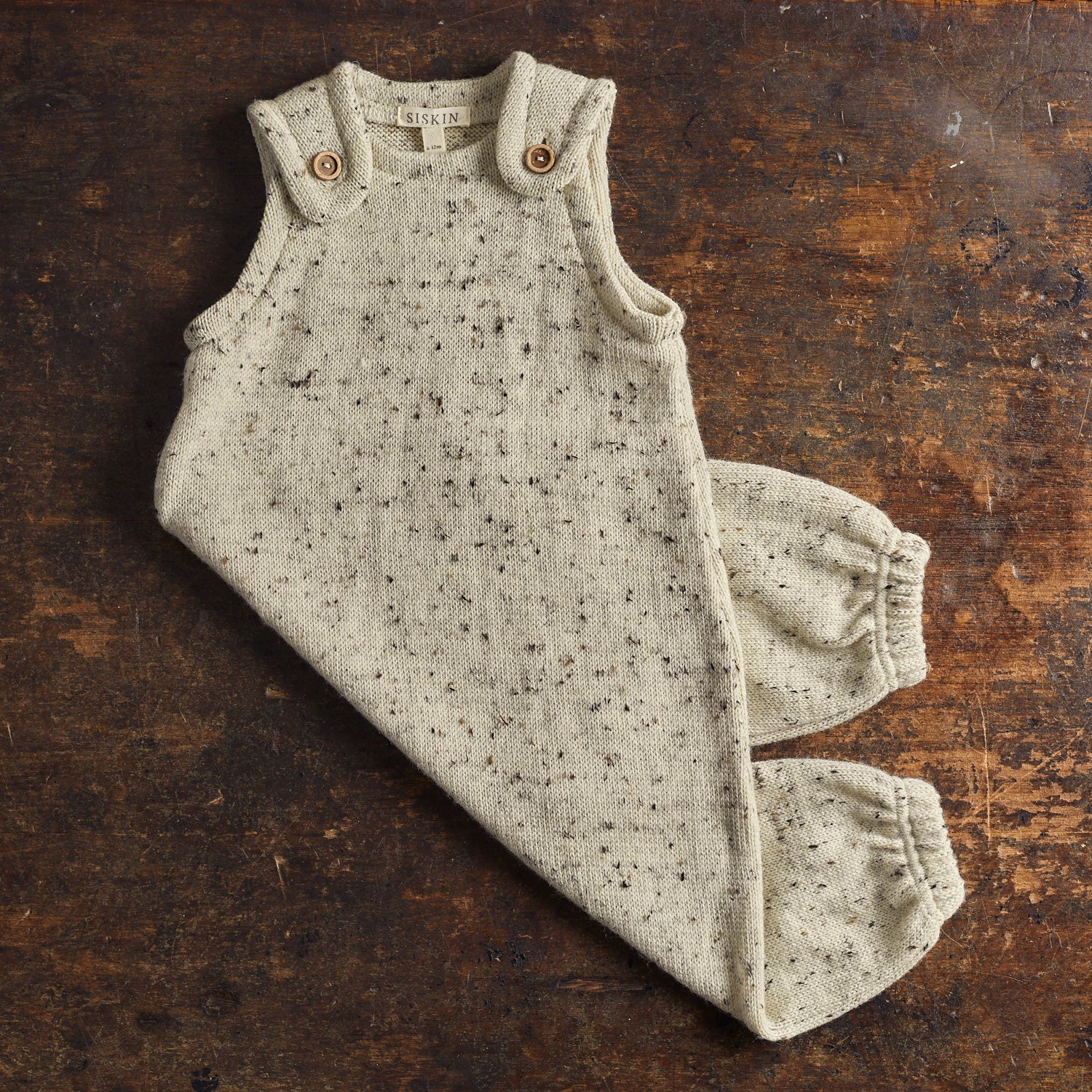 Cuckoo Baby Romper - Merino Wool Speckle - Quail - Image 2