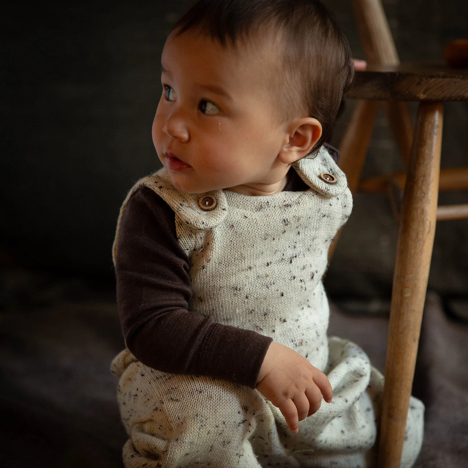 Cuckoo Baby Romper - Merino Wool Speckle - Quail - Image 3