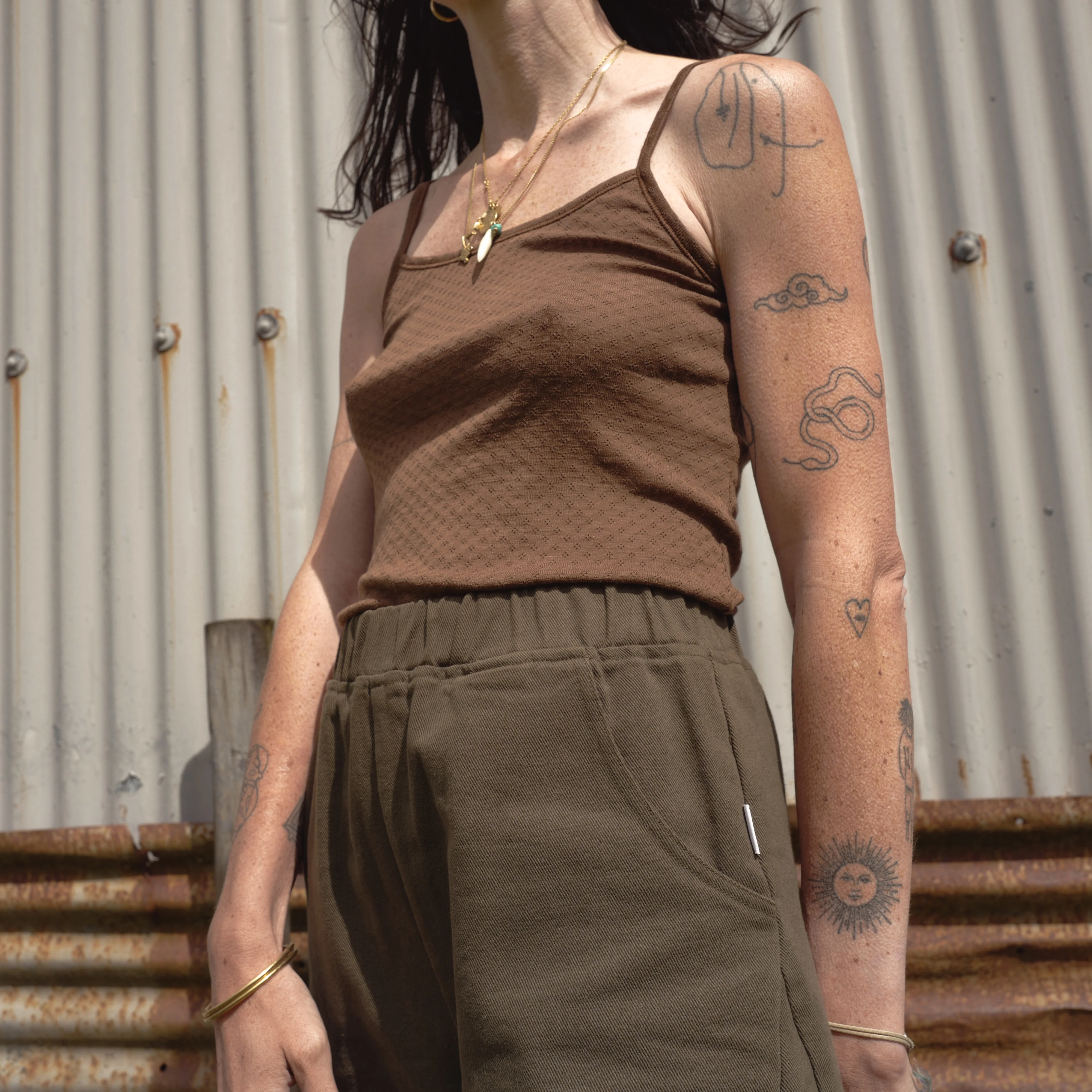 Cygnus Women's Top - Wool/Silk Pointelle - Pecan - Image 4
