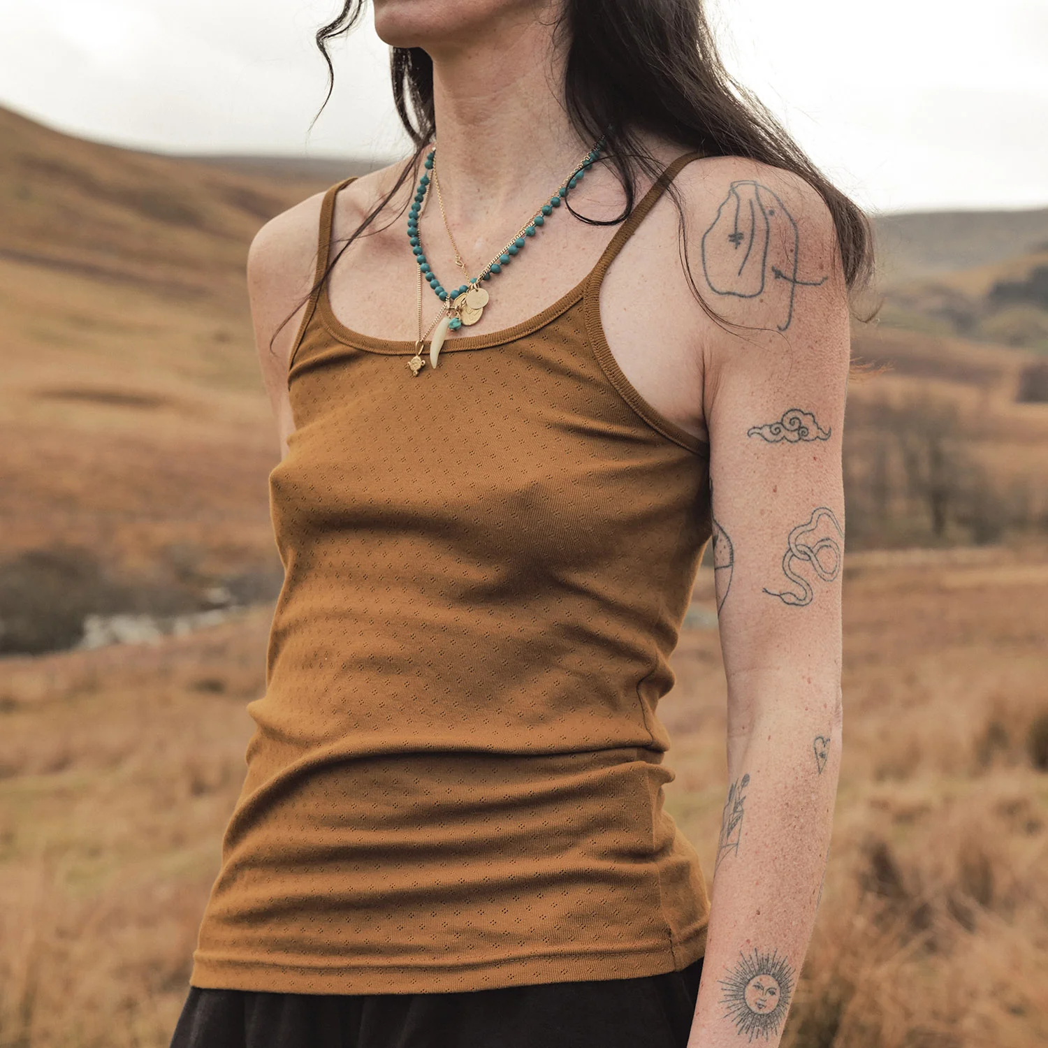Cygnus Women's Top - Cotton Pointelle - Copper - Image 3