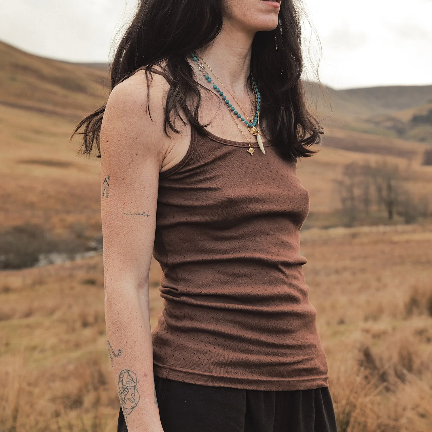 Cygnus Women's Top - Cotton Pointelle - Squirrel - Image 3