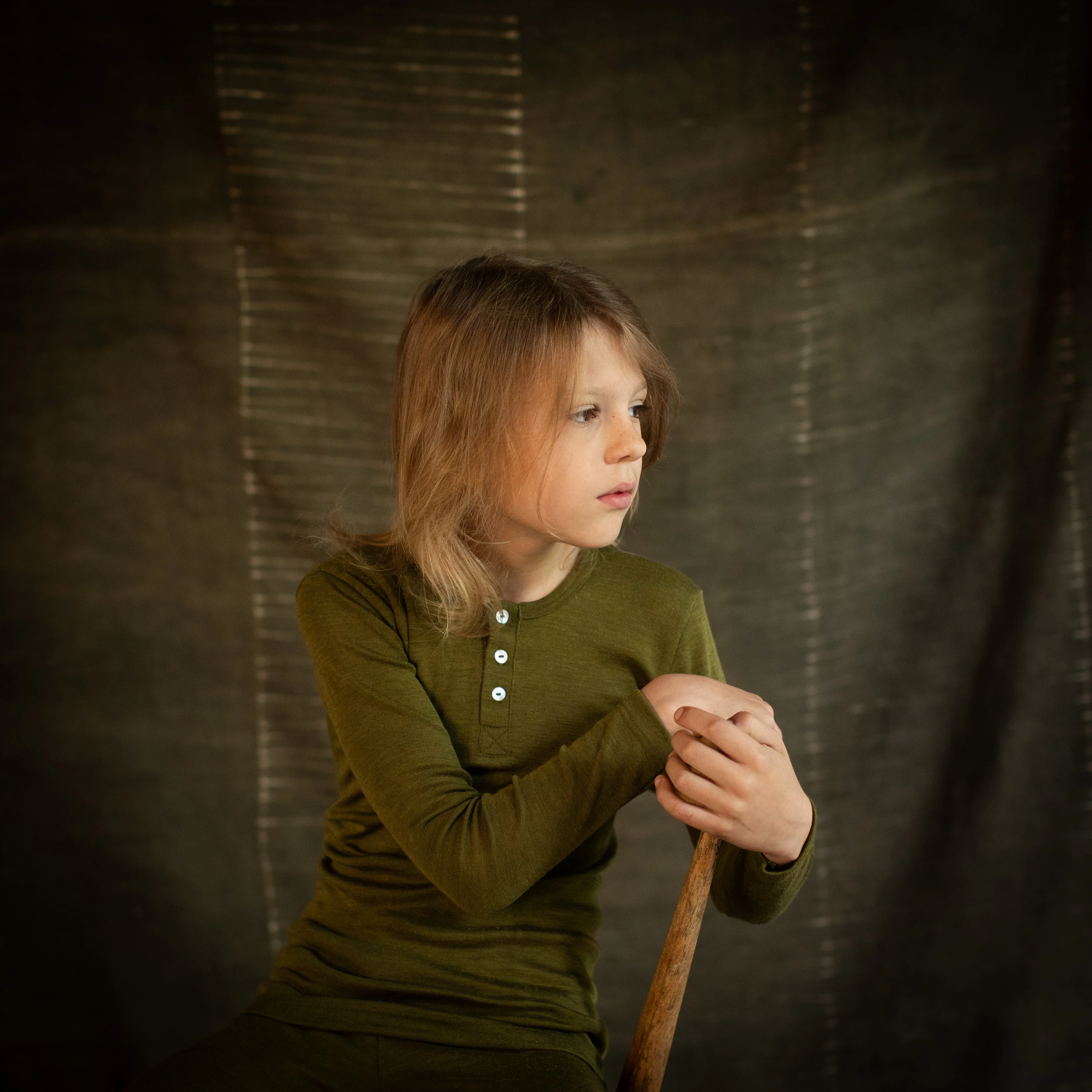 Dunlin Kids Top - Merino Wool & Silk - Seaweed - Image 4