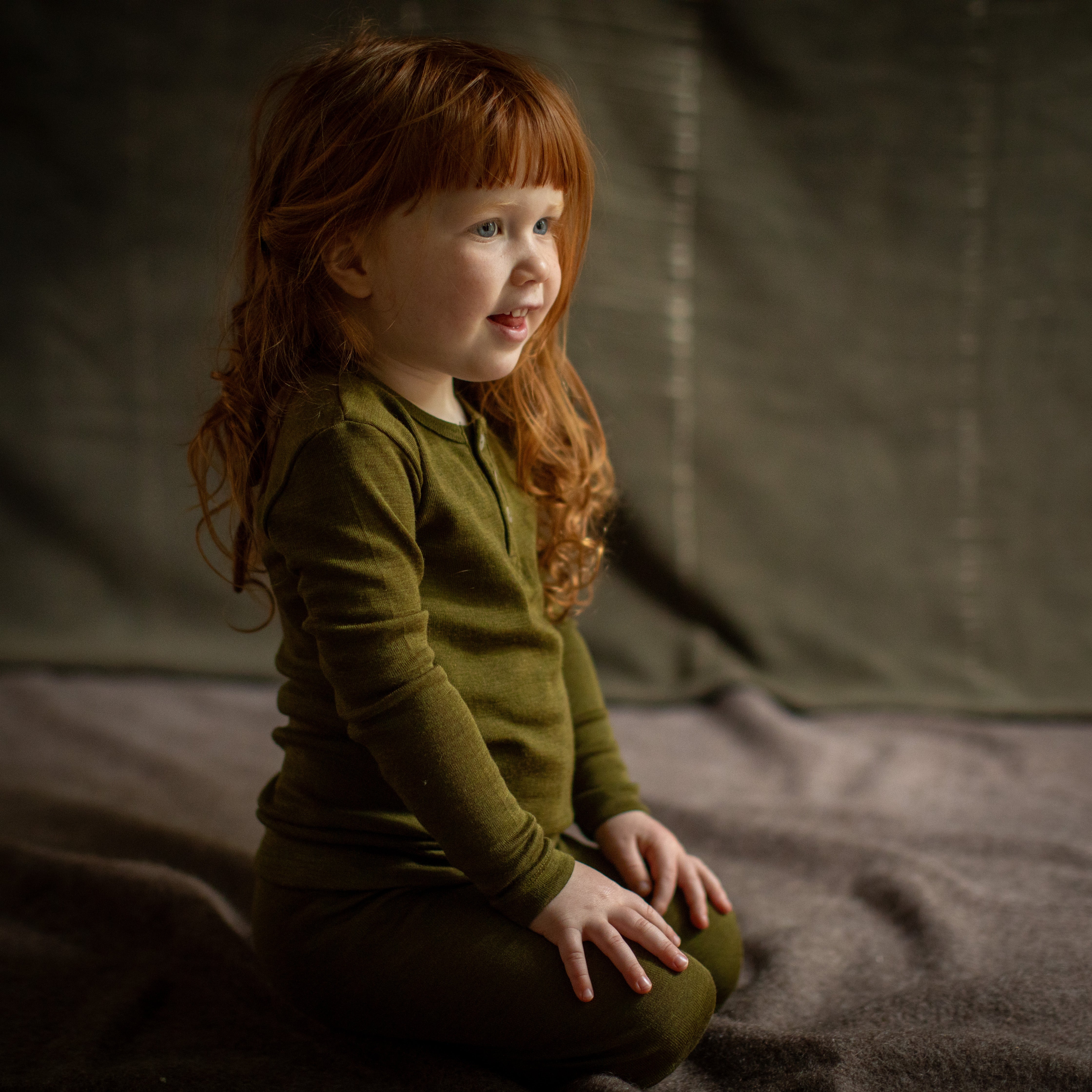 Dunlin Kids Top - Merino Wool & Silk - Seaweed - Image 5