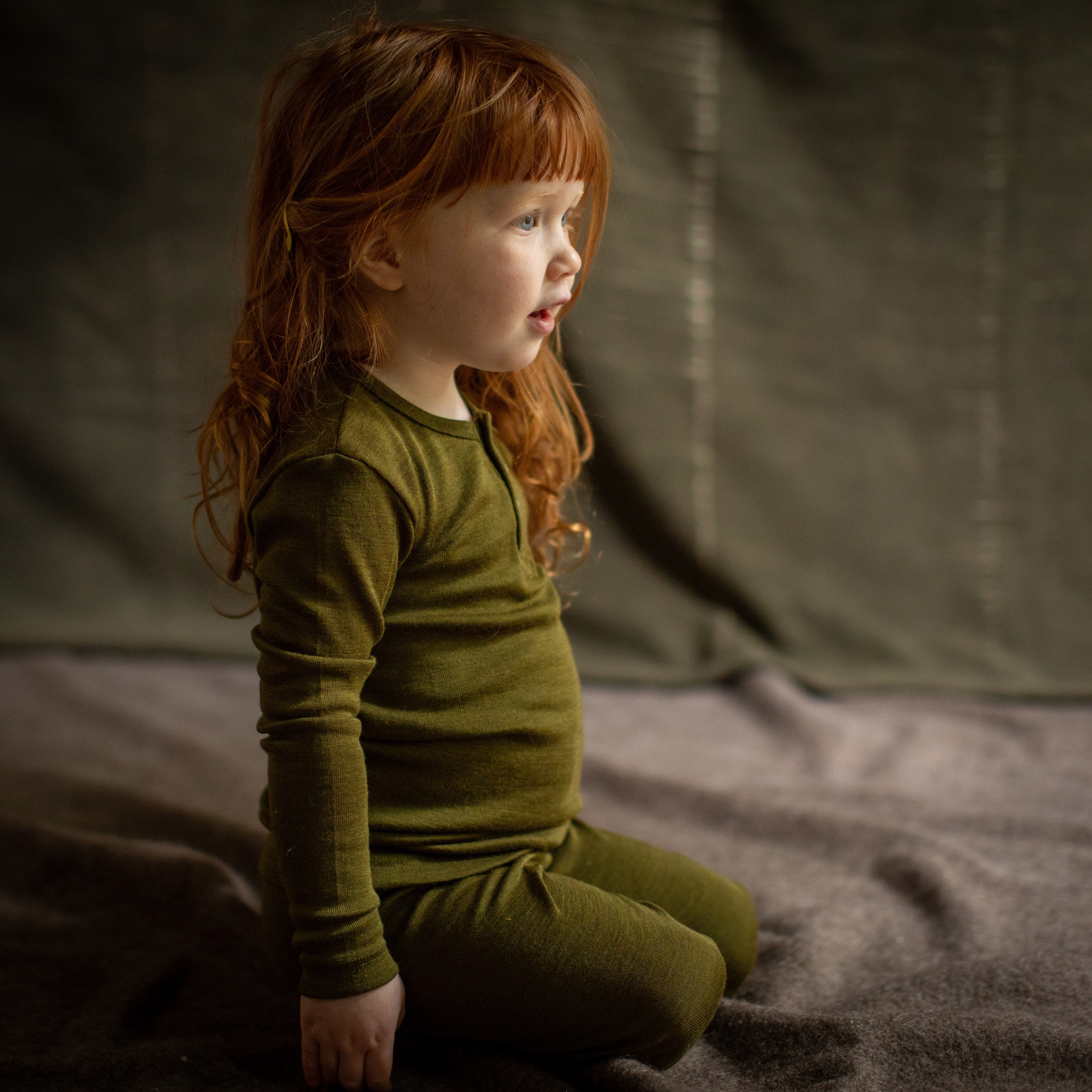 Dunlin Kids Top - Merino Wool & Silk - Seaweed - Image 6