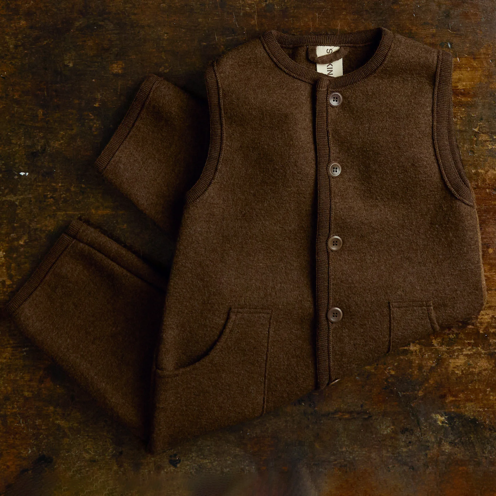 Earth Baby & Kids Playsuit - Boiled Merino Wool - Hazelnut - Image 2
